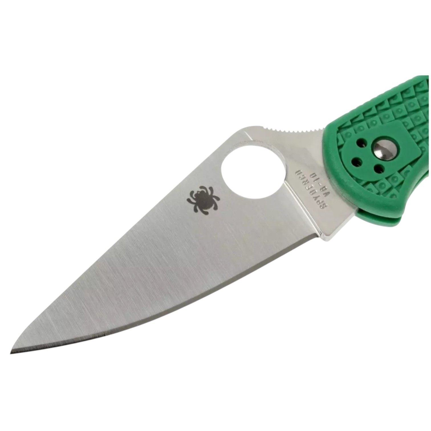 Spyderco Delica 4 C11FPGR, VG10 flat edge knife with green FRN handle