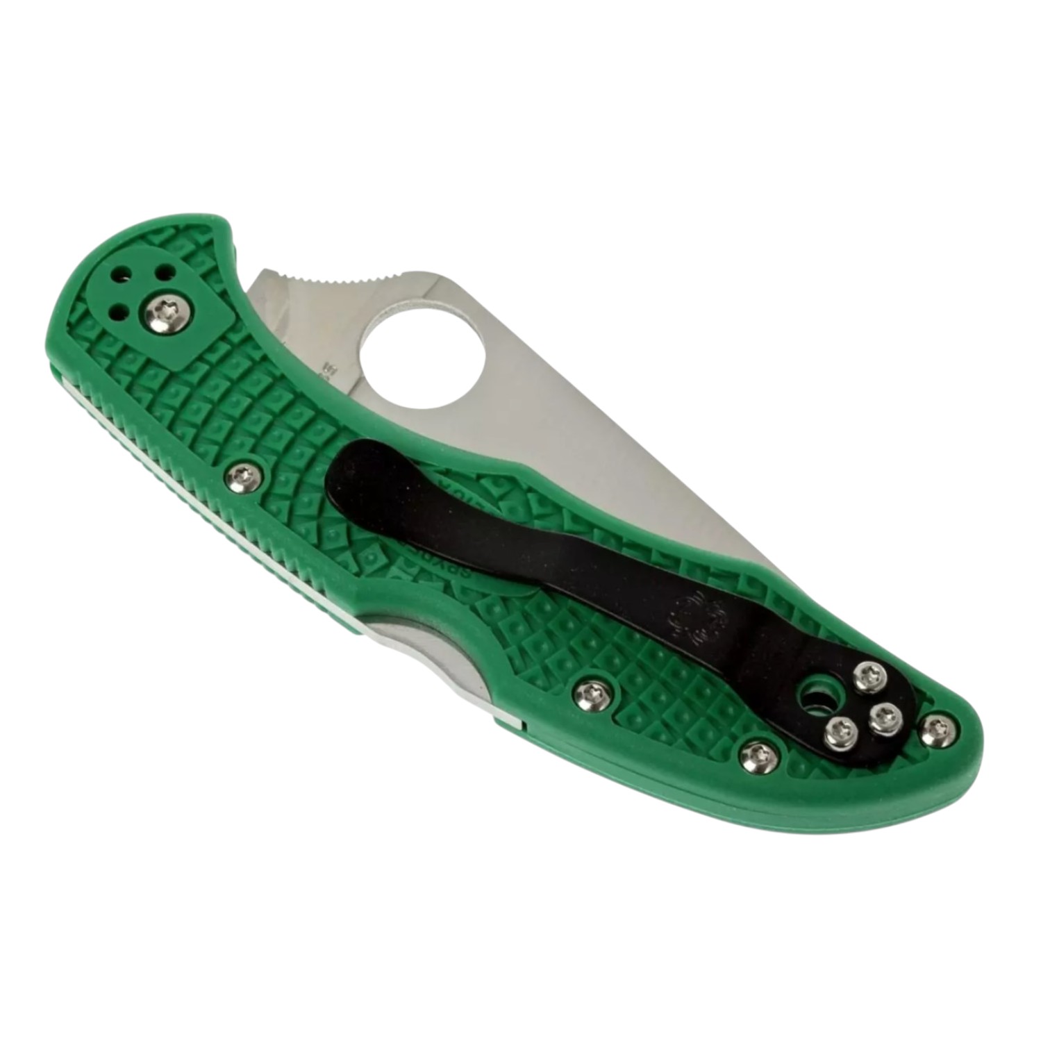 Spyderco Delica 4 C11FPGR, VG10 flat edge knife with green FRN handle