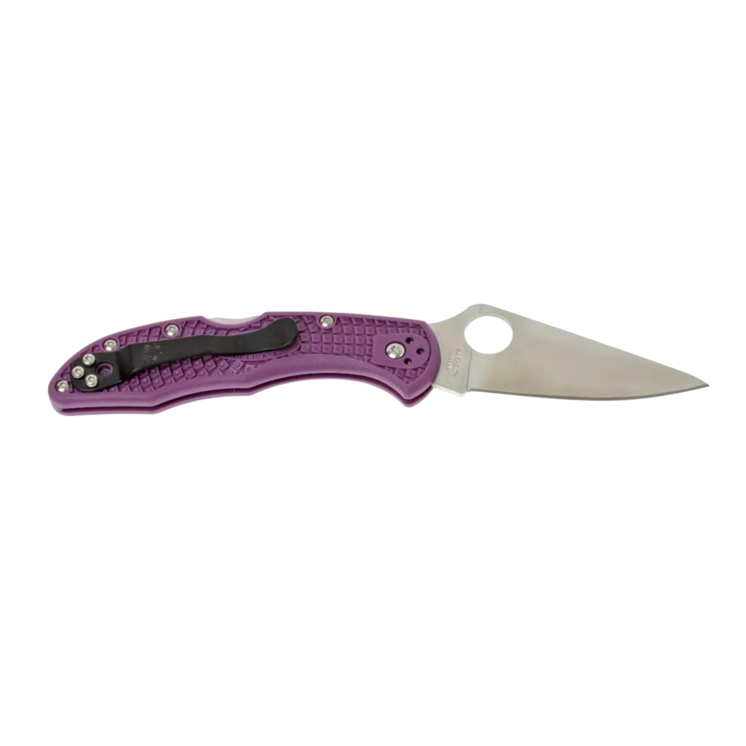 Spyderco Delica 4 C11FPPR, VG10 flat edge knife with purple FRN handle