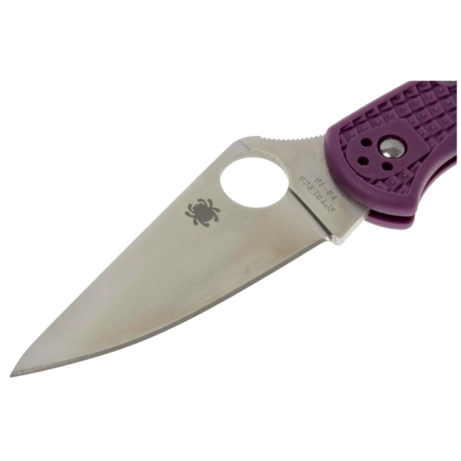 Spyderco Delica 4 C11FPPR, VG10 flat edge knife with purple FRN handle