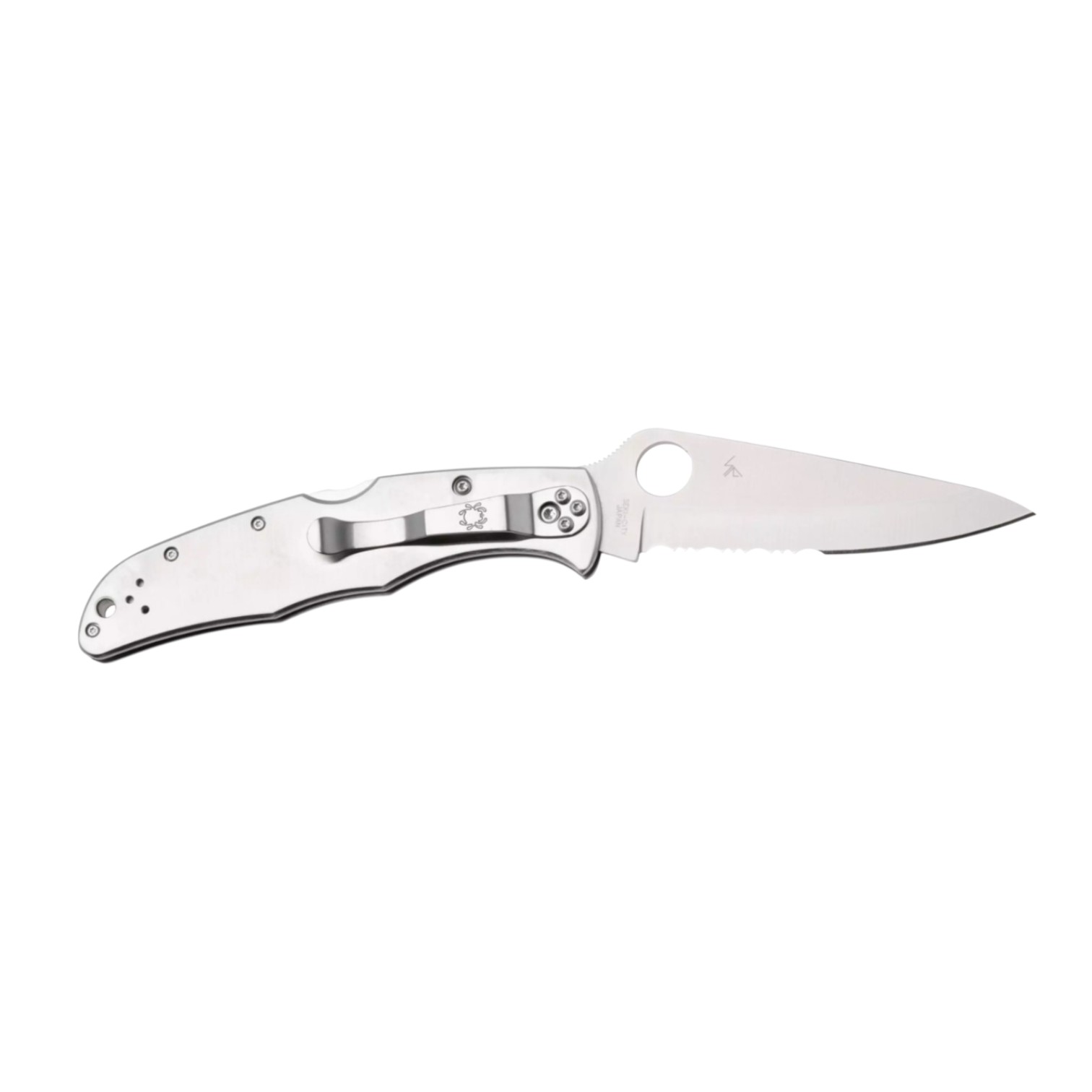Spyderco Endura 4 C10PS knife with stainless steel handle and half-serrated blade