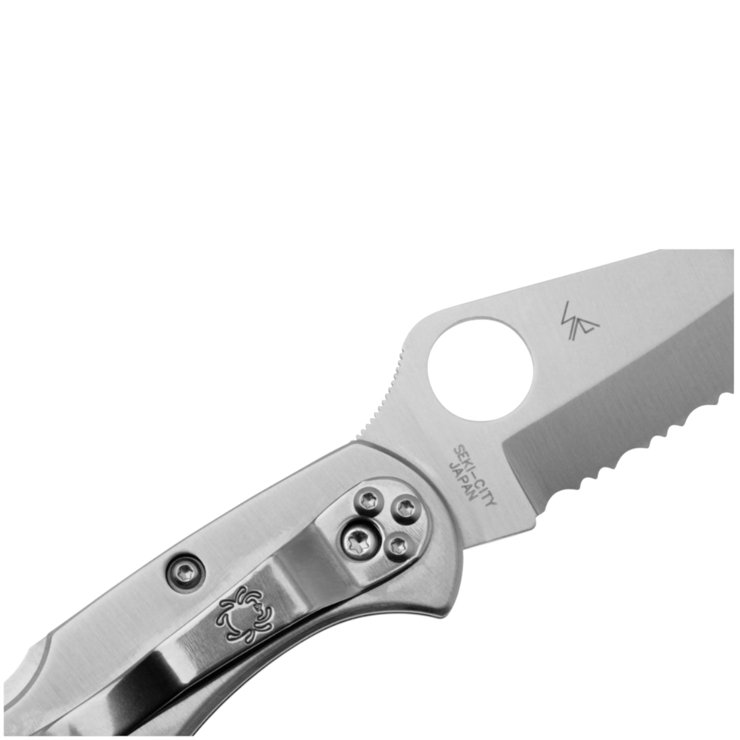Couteau de poche Spyderco Delica 4 C11S avec manche en acier inoxydable et lame dentelée