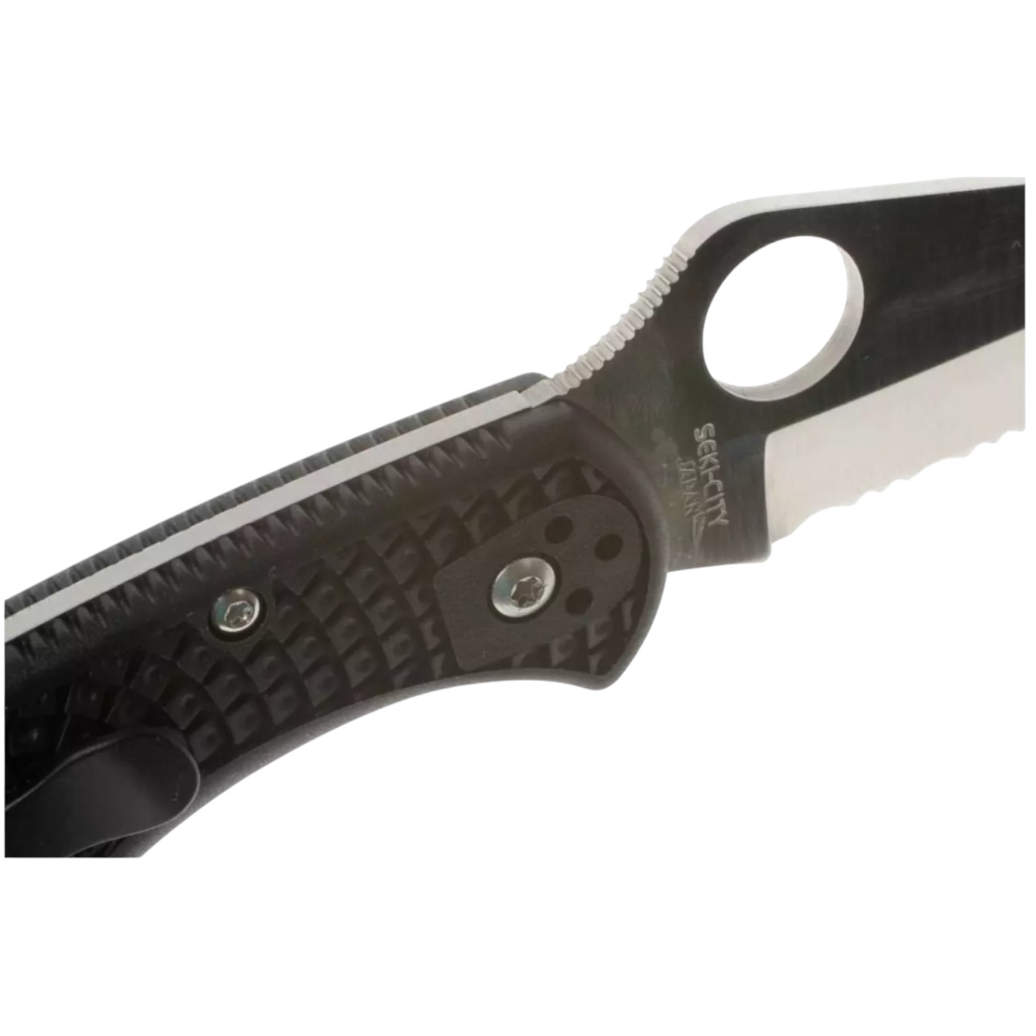 Spyderco Delica 4 C11PSBK lockback folding knife with black FRN handle and semi-serrated edge