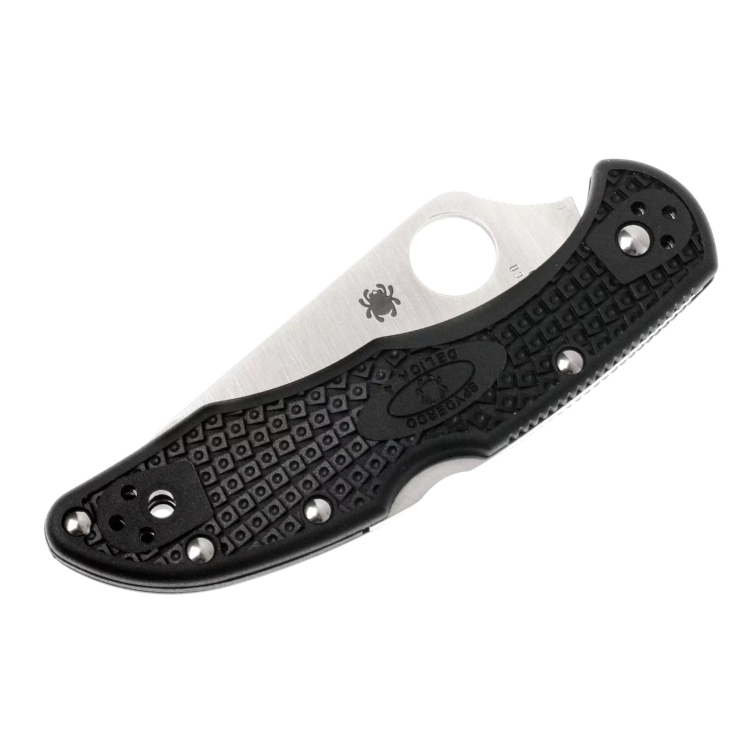 Couteau de poche Spyderco Delica 4 C11PBK avec manche en FRN noir et lame noire à tranchant lisse