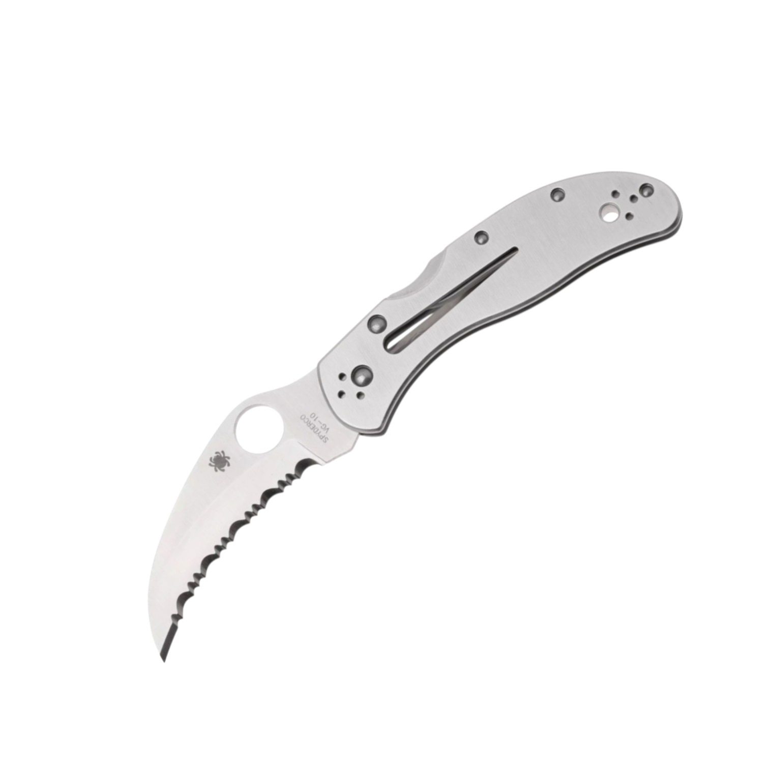 Couteau de poche Spyderco C08S Harpy avec lame dentelée de 7 cm e...