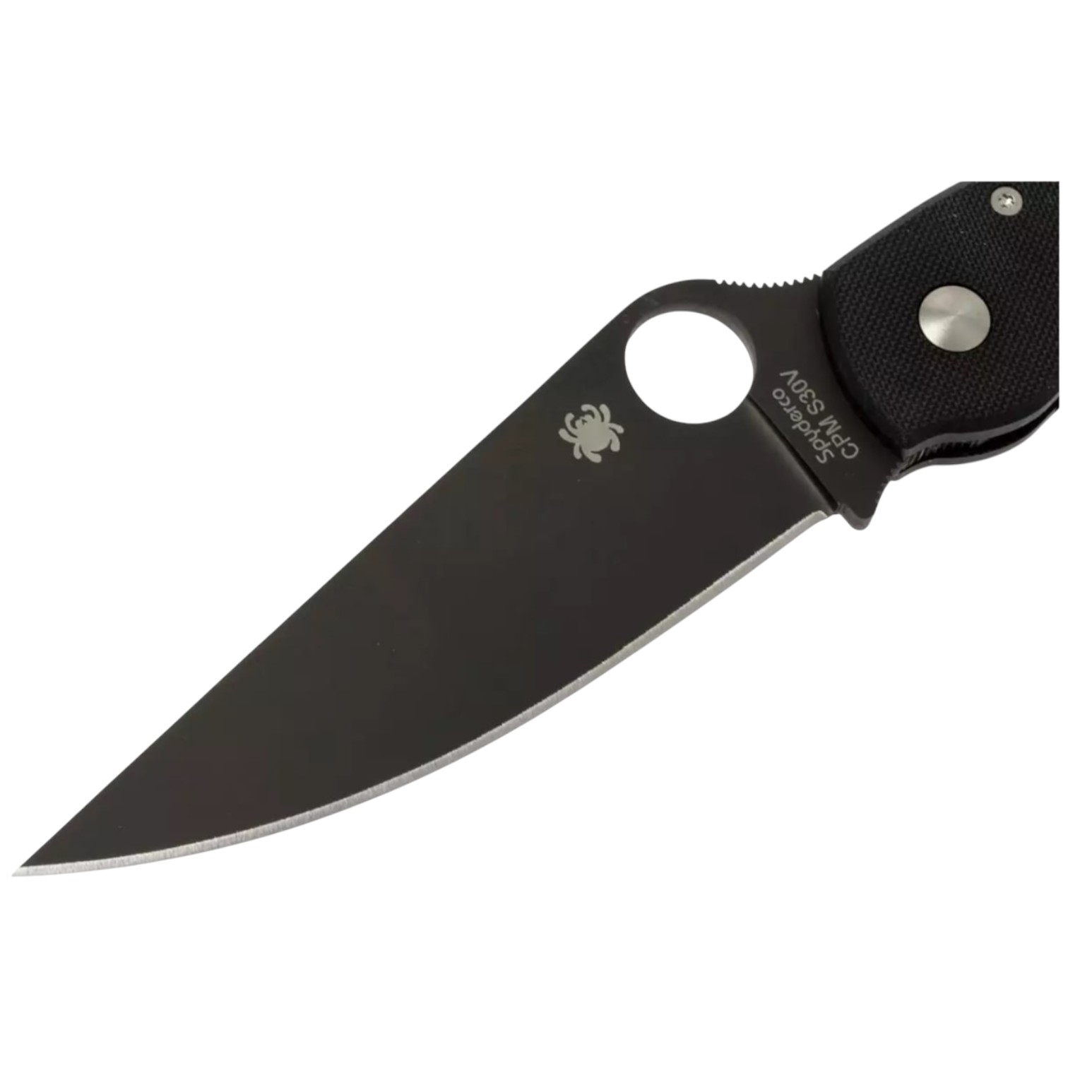 Couteau de poche militaire Spyderco modèle C36GPBK avec lame de 10,2 cm en acier CPM-S30V noir à tranchant plat et manche en G10 noir