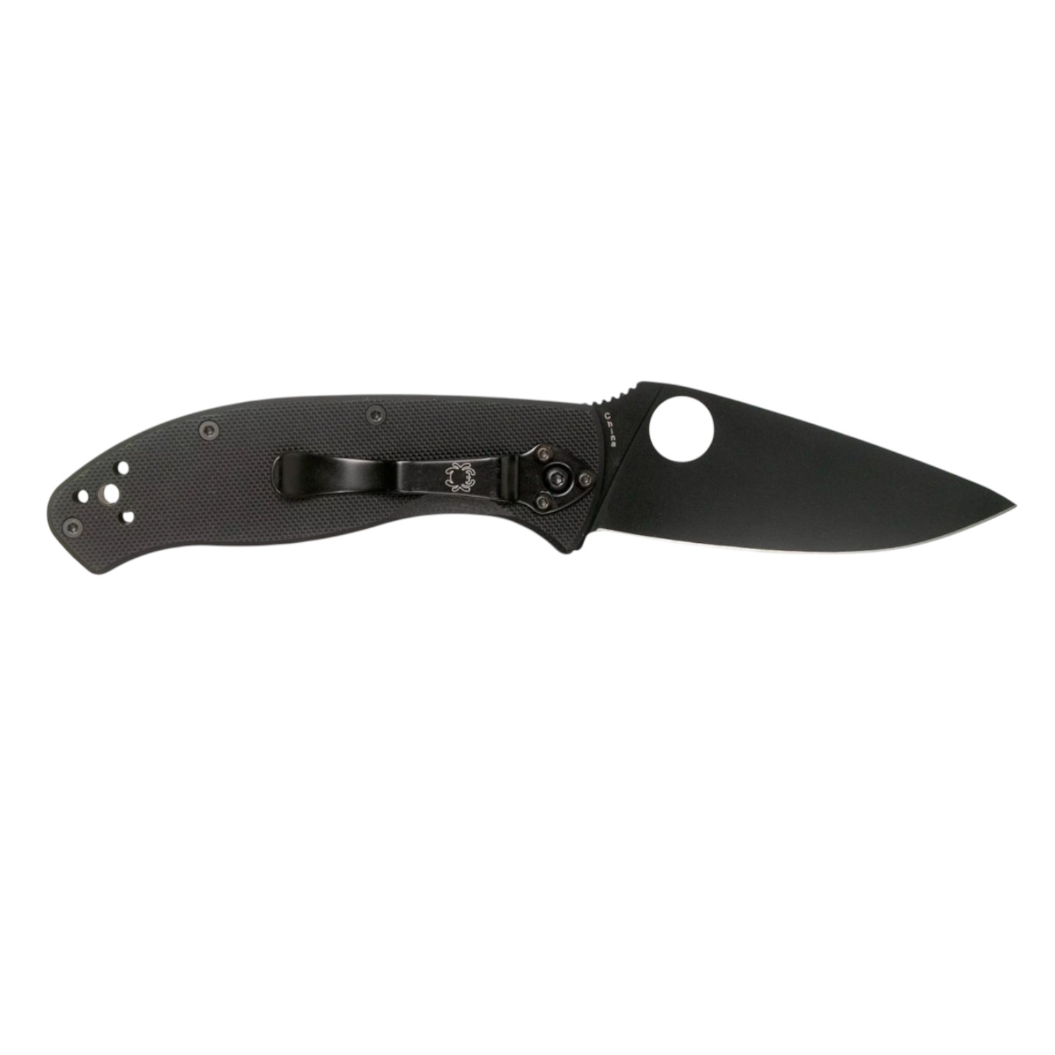 Canivete Spyderco Tenacious C122GBBKP com lâmina preta e fio liso.