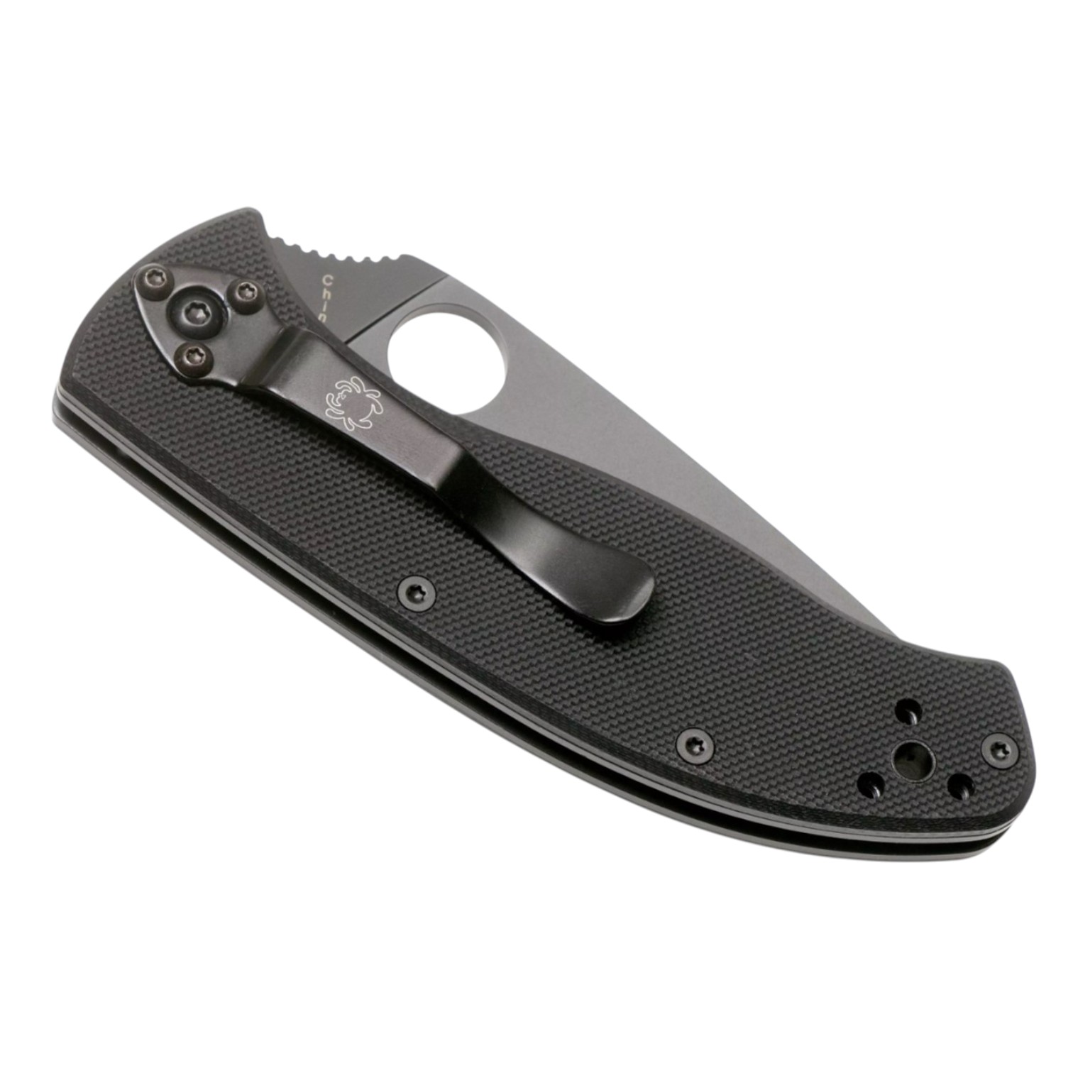 Canivete Spyderco Tenacious C122GBBKP com lâmina preta e fio liso.