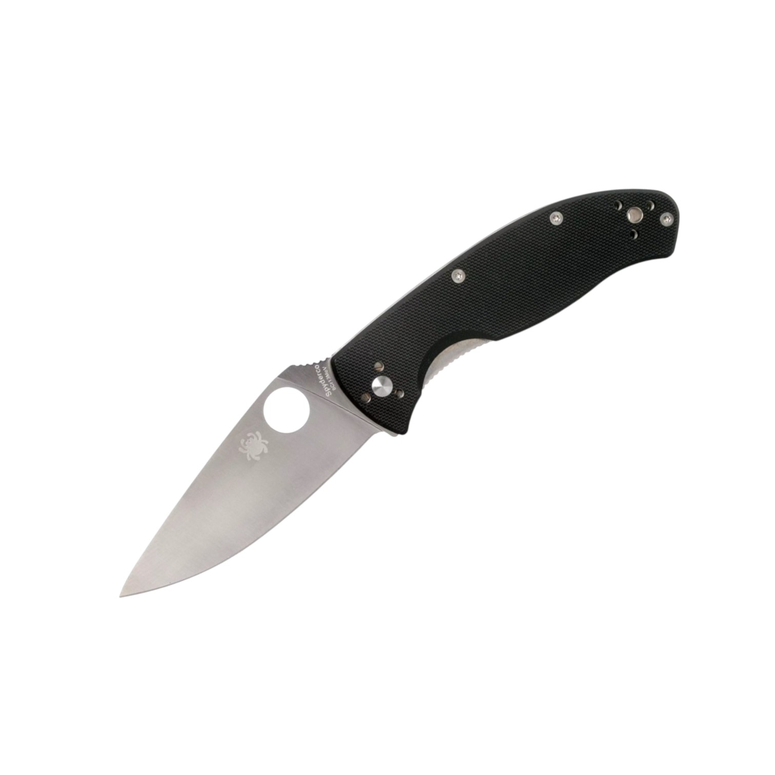 Spyderco Tenacious C122GP knife with plain edge, black G10 handle...