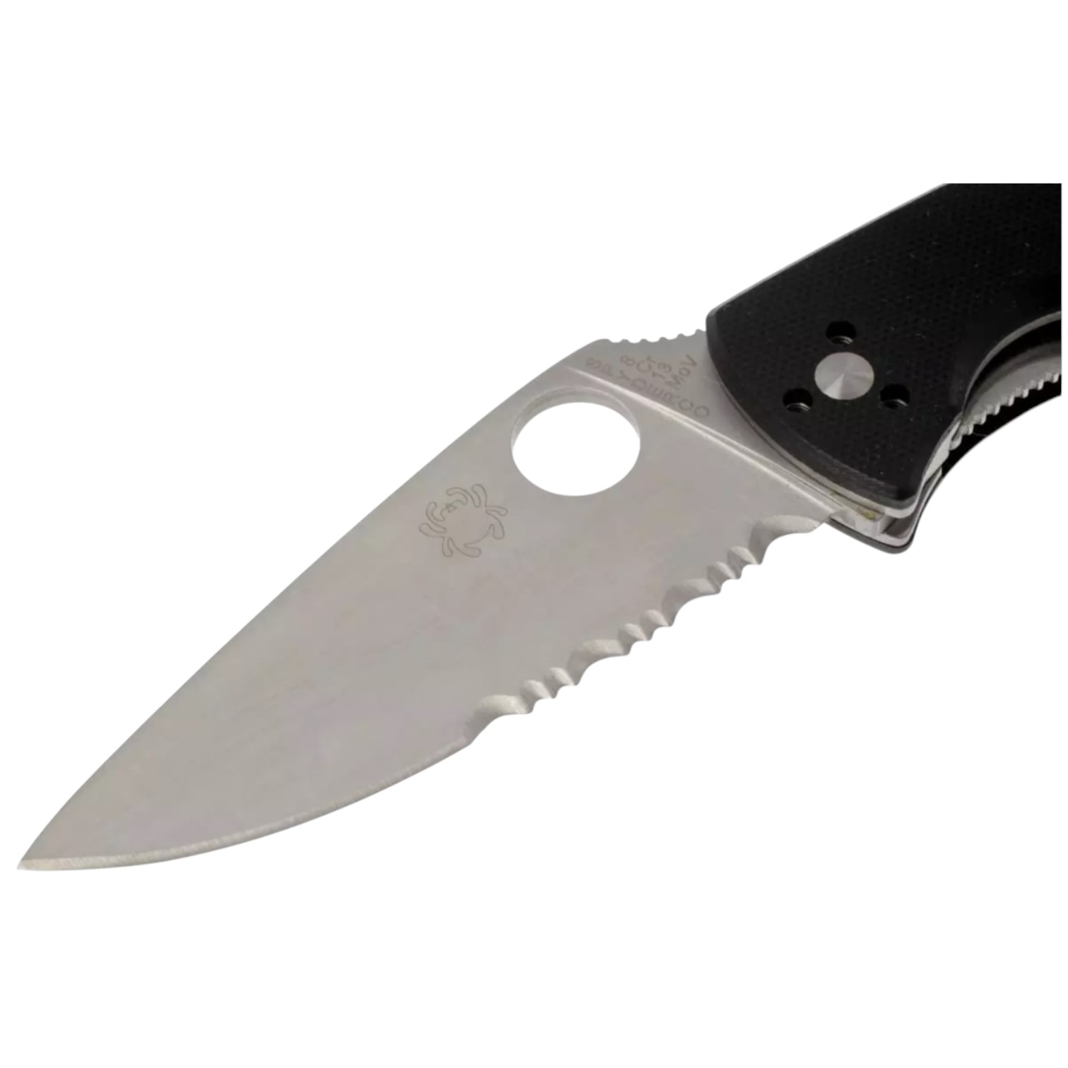 Spyderco Tenacious C122GPS folding knife with half-serrated blade, black G10 handle, and multi-position clip
