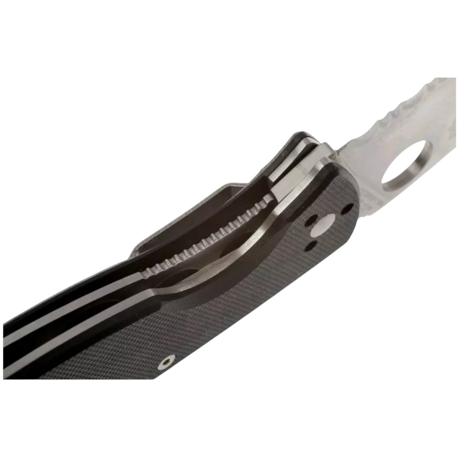 Spyderco Tenacious C122GPS folding knife with half-serrated blade, black G10 handle, and multi-position clip