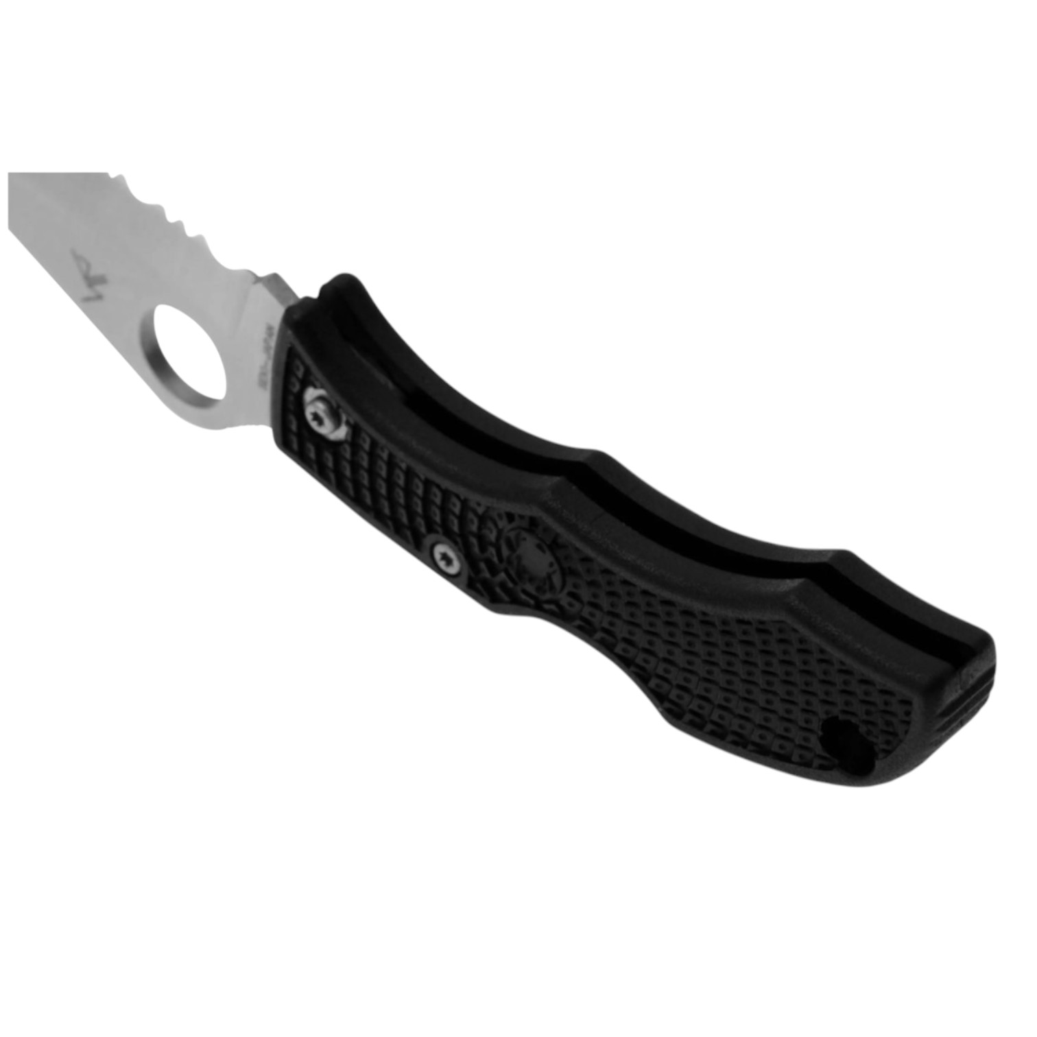 Couteau de poche Spyderco Ladybug 3 LBKS3 en FRN noir, acier VG10, lame dentelée et manche en FRN noir