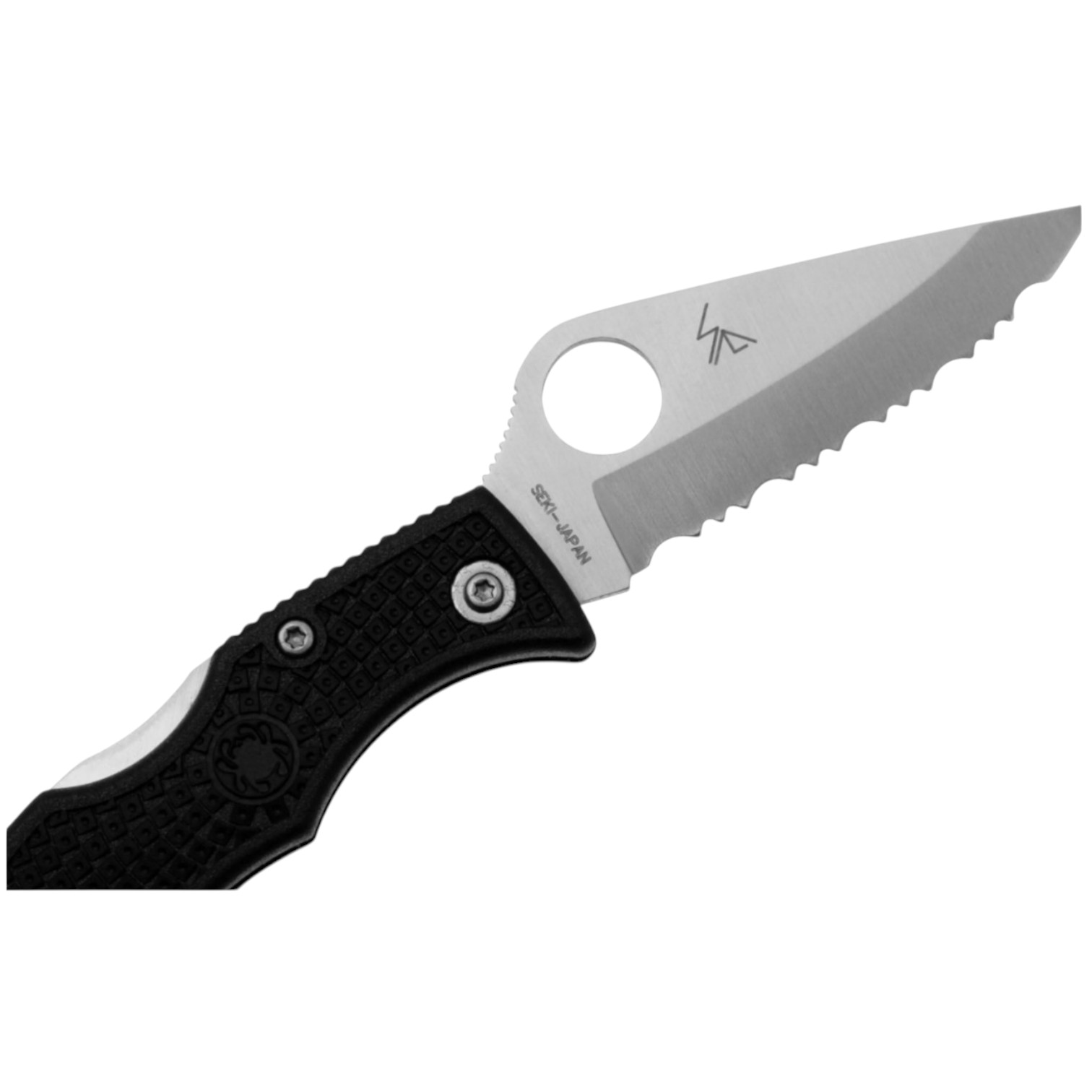 Couteau de poche Spyderco Ladybug 3 LBKS3 en FRN noir, acier VG10, lame dentelée et manche en FRN noir