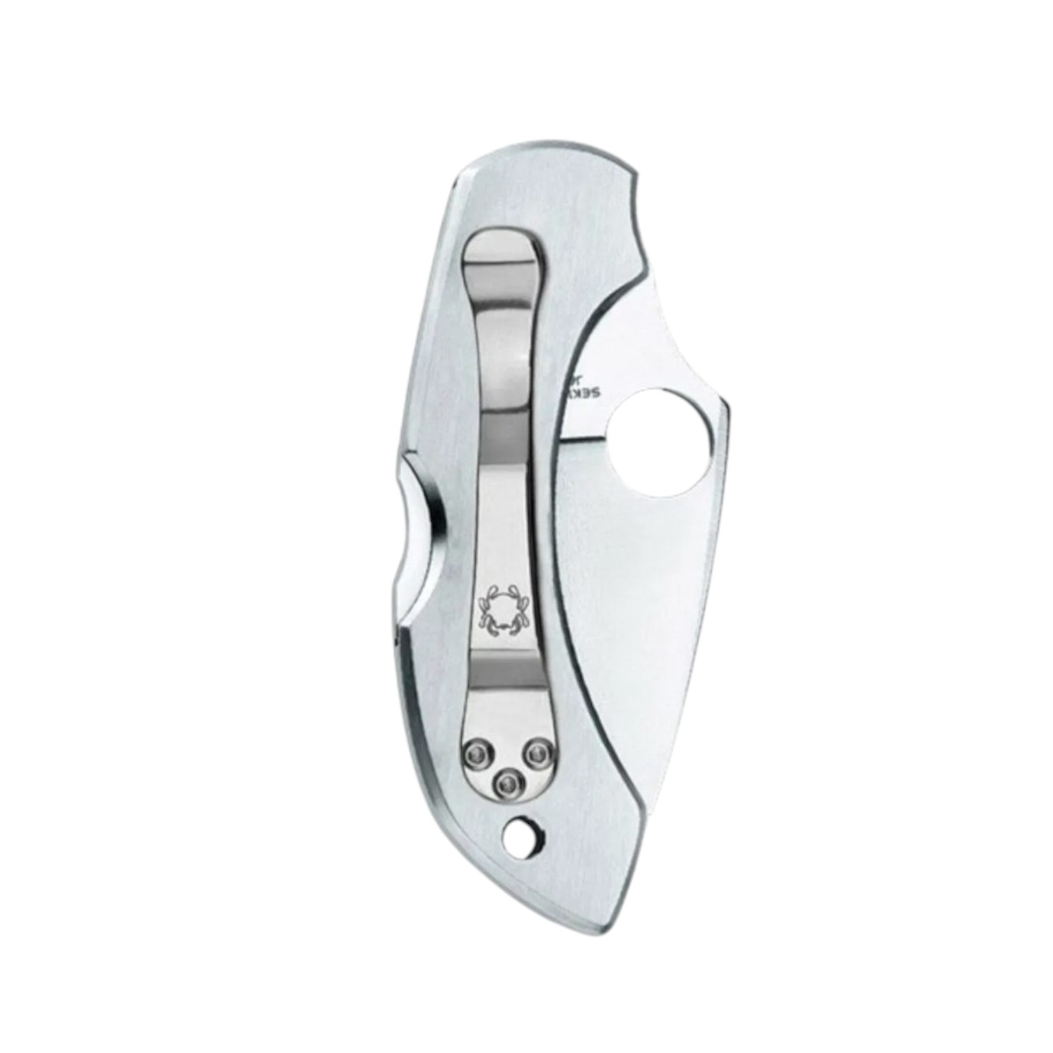 Spyderco Dragonfly Tattoo C28PT folding knife with dragonfly engraving on the stainless steel handle. Plain Edge.