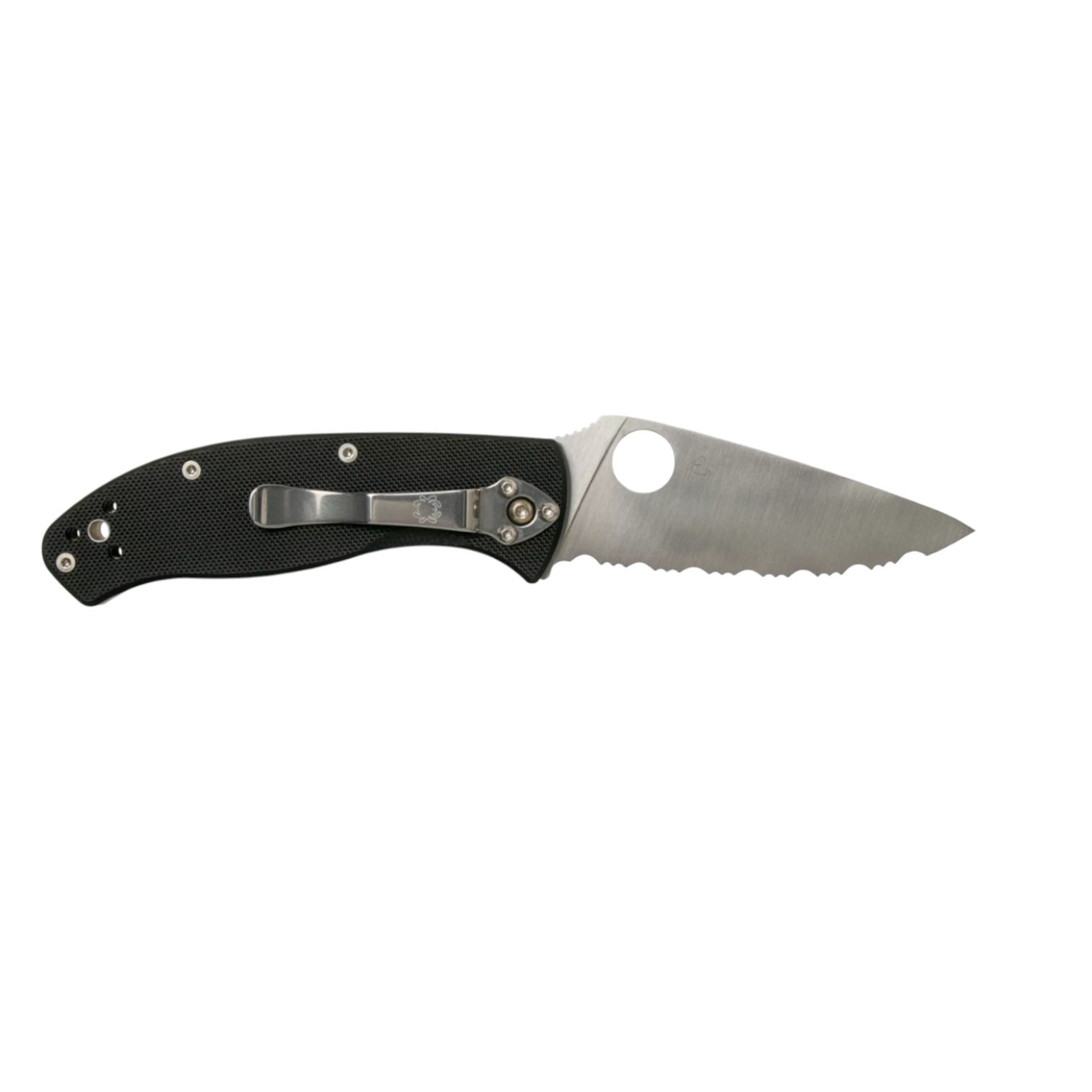 Couteau de poche Spyderco Tenacious SpyderEdge C122GS avec manche en G10 noir et clip multiposition