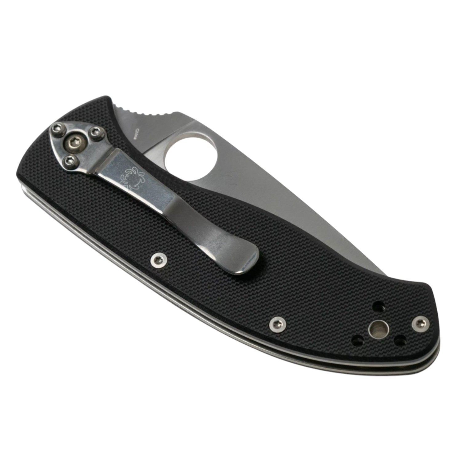 Couteau de poche Spyderco Tenacious SpyderEdge C122GS avec manche en G10 noir et clip multiposition