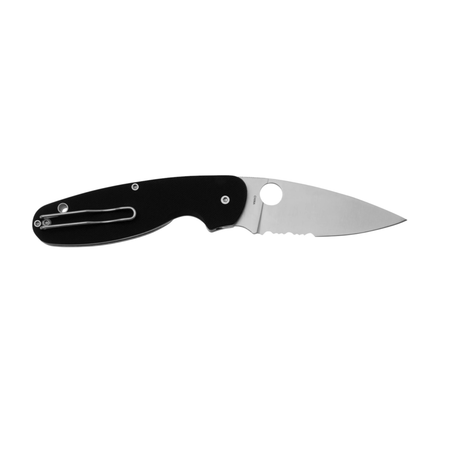 Spyderco Emphasis C245GP, plain edge folding knife with black G10 handle and clip