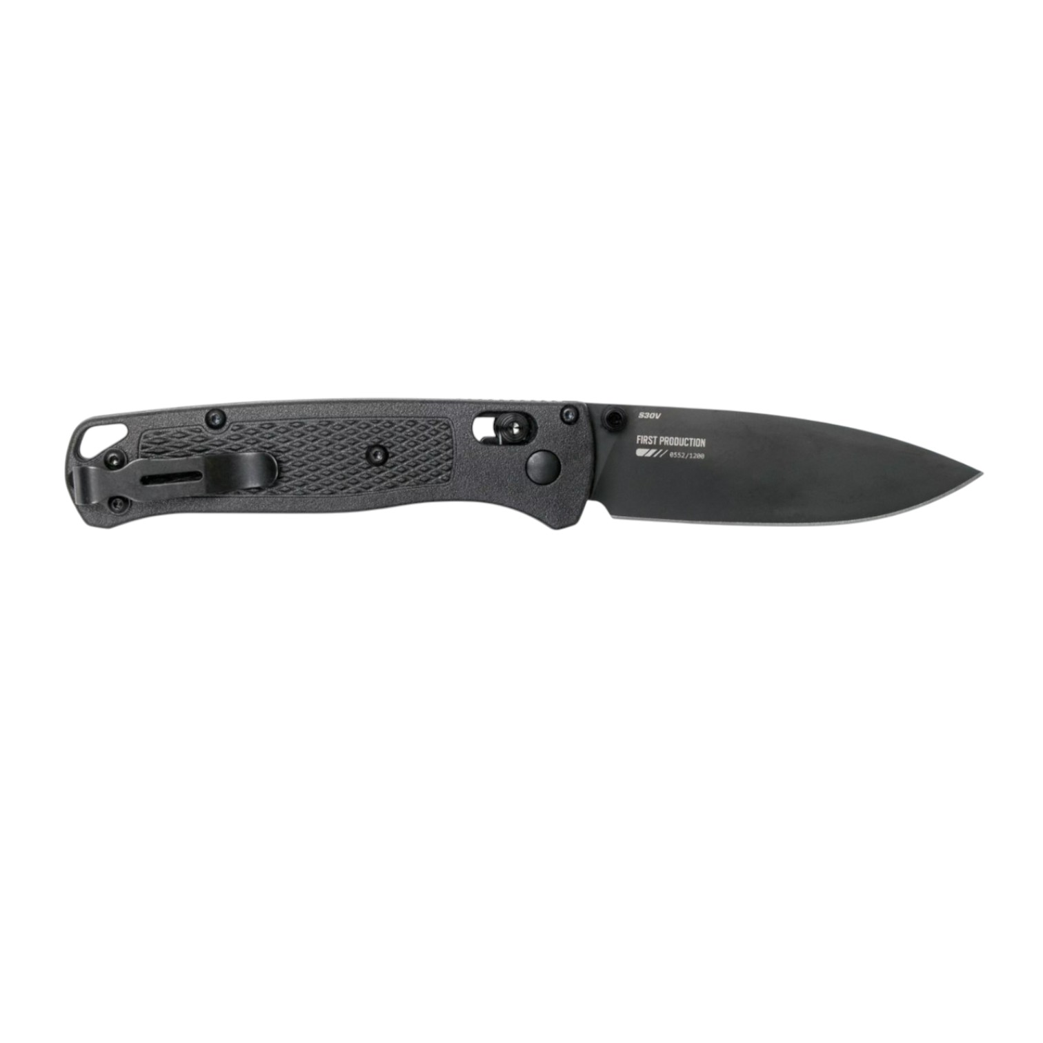Couteau de poche Benchmade Bugout Black 535BK-2 avec lame de 8,2 cm en acier CPM S30V noir et manche en fibre de carbone Elite noir