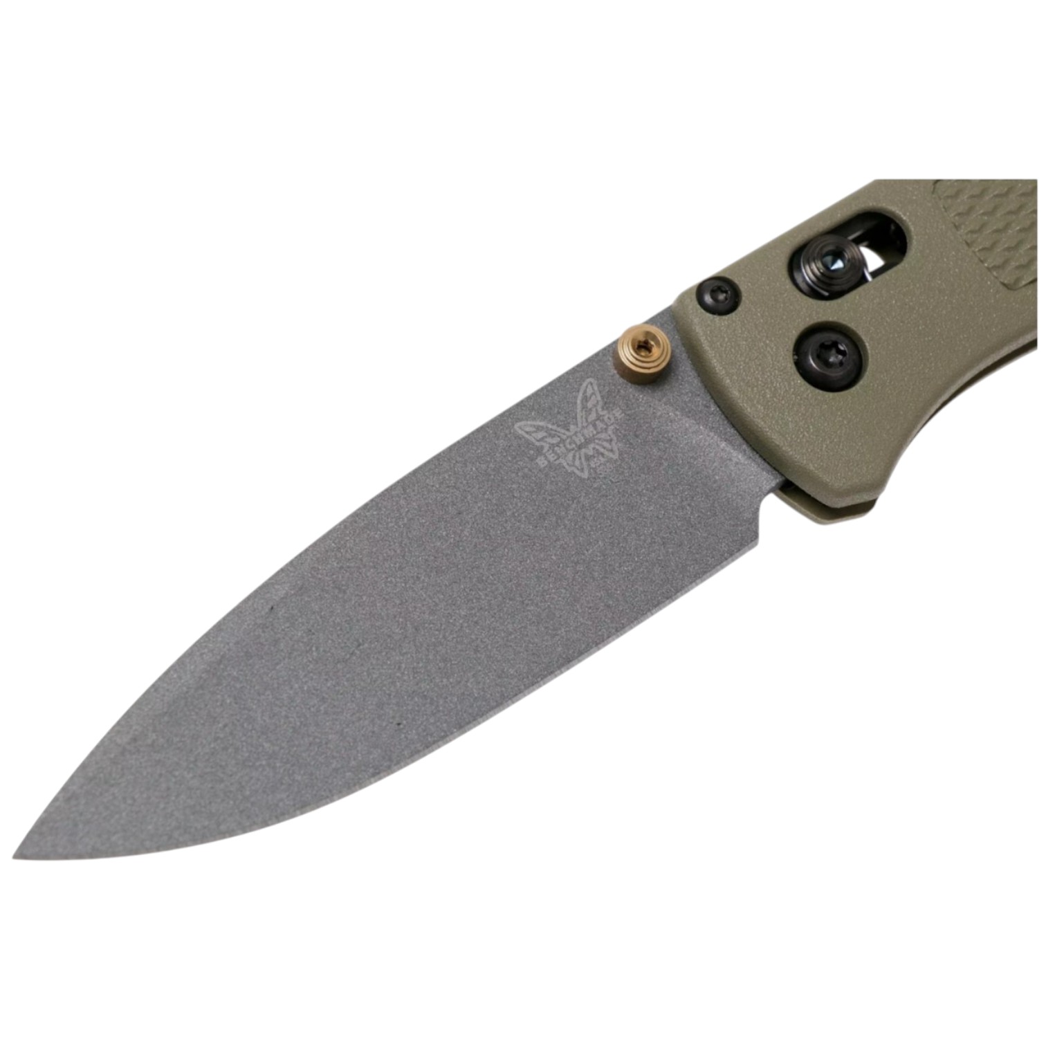 Benchmade Bugout Ranger grünes Messer mit 8,2 cm langer, stonewashed CPM S30V Klinge und grünem Grivory-Griff