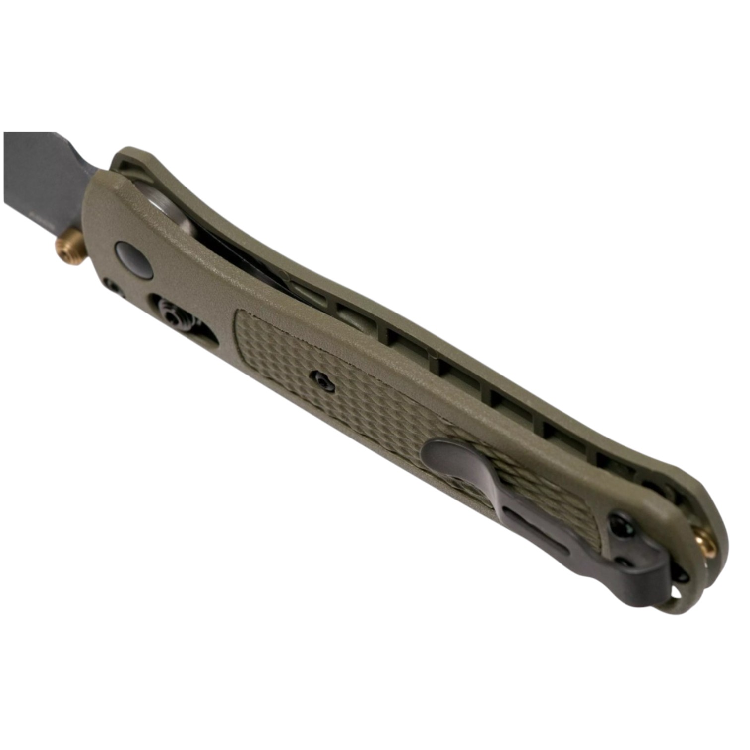 Benchmade Bugout Ranger grünes Messer mit 8,2 cm langer, stonewashed CPM S30V Klinge und grünem Grivory-Griff