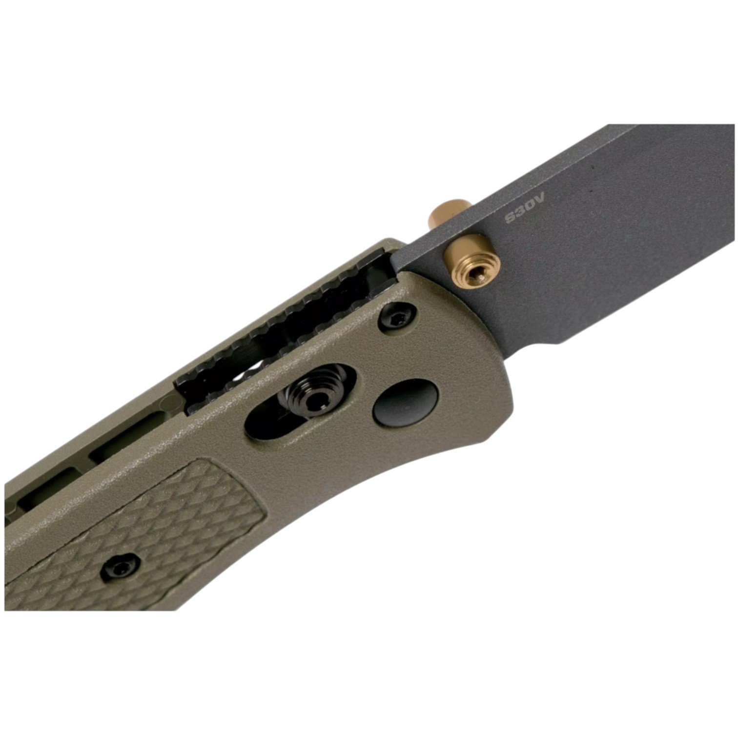 Benchmade Bugout Ranger grünes Messer mit 8,2 cm langer, stonewashed CPM S30V Klinge und grünem Grivory-Griff