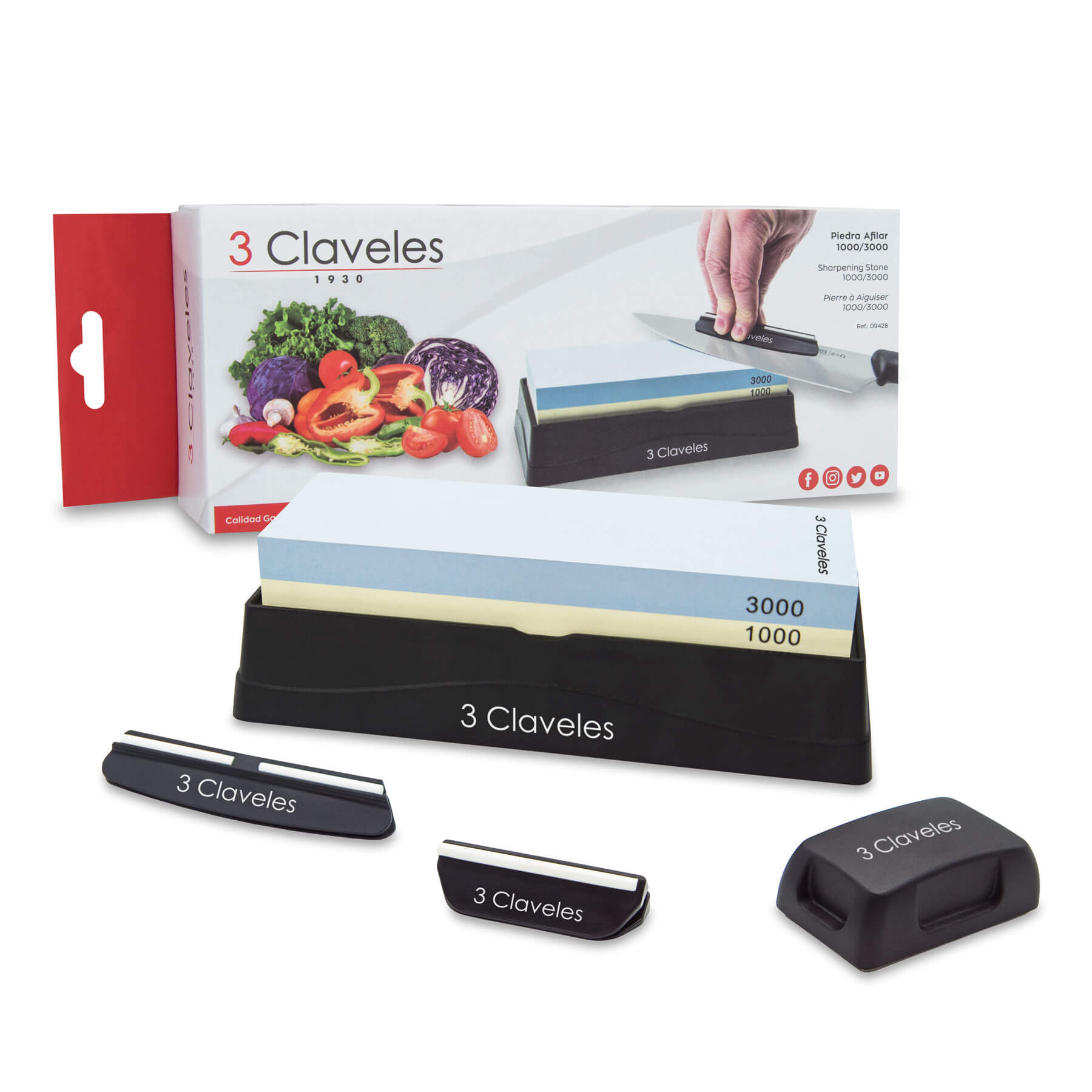 Pietra per affilare grana 1000/3000 con due guide e raddrizzatore 3Claveles