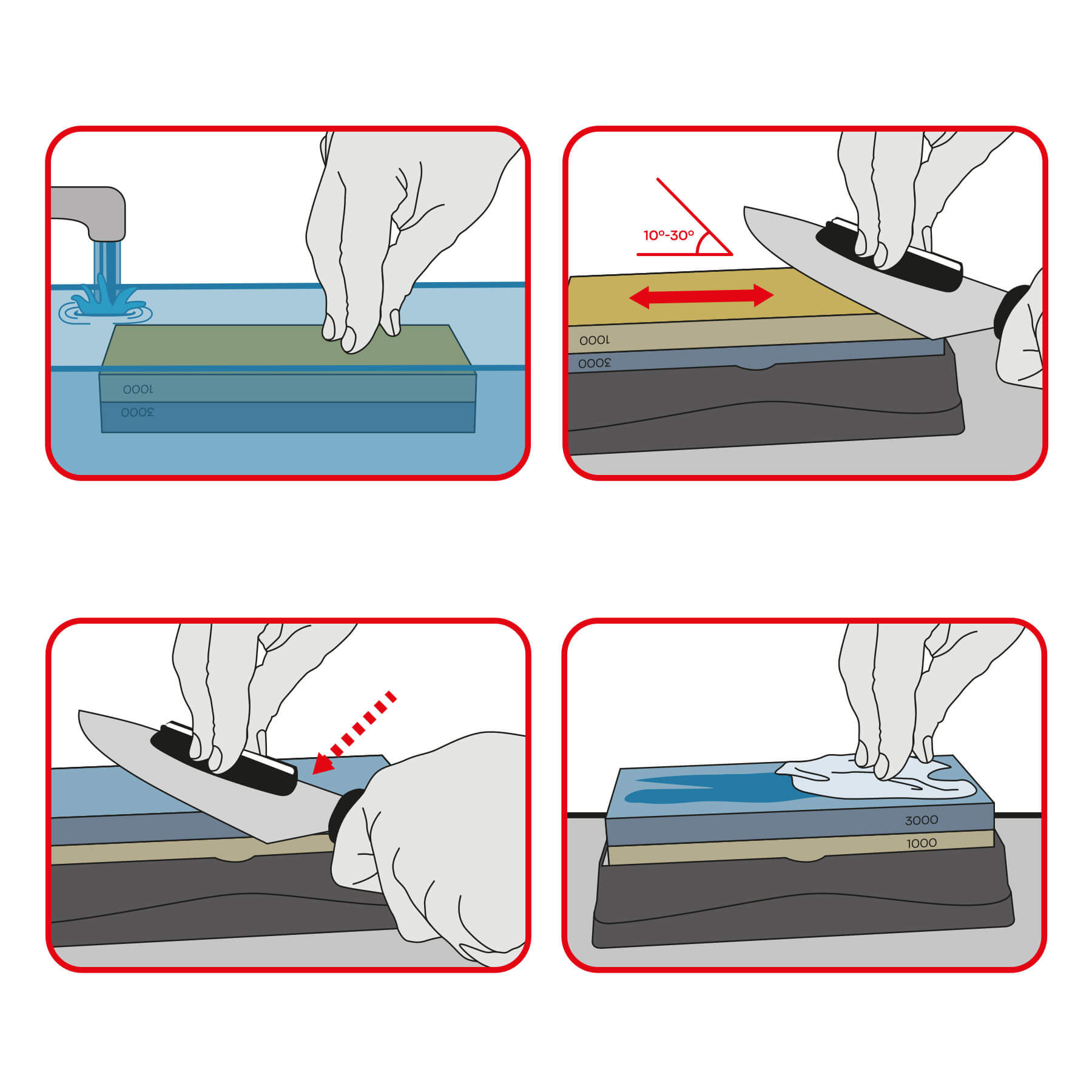Pietra per affilare grana 1000/3000 con due guide e raddrizzatore 3Claveles