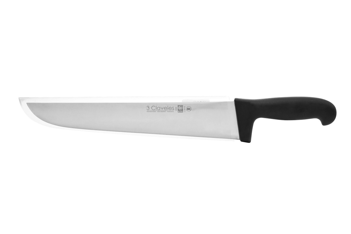 3 Claveles butcher knife 30 cm blade and black polypropylene handle