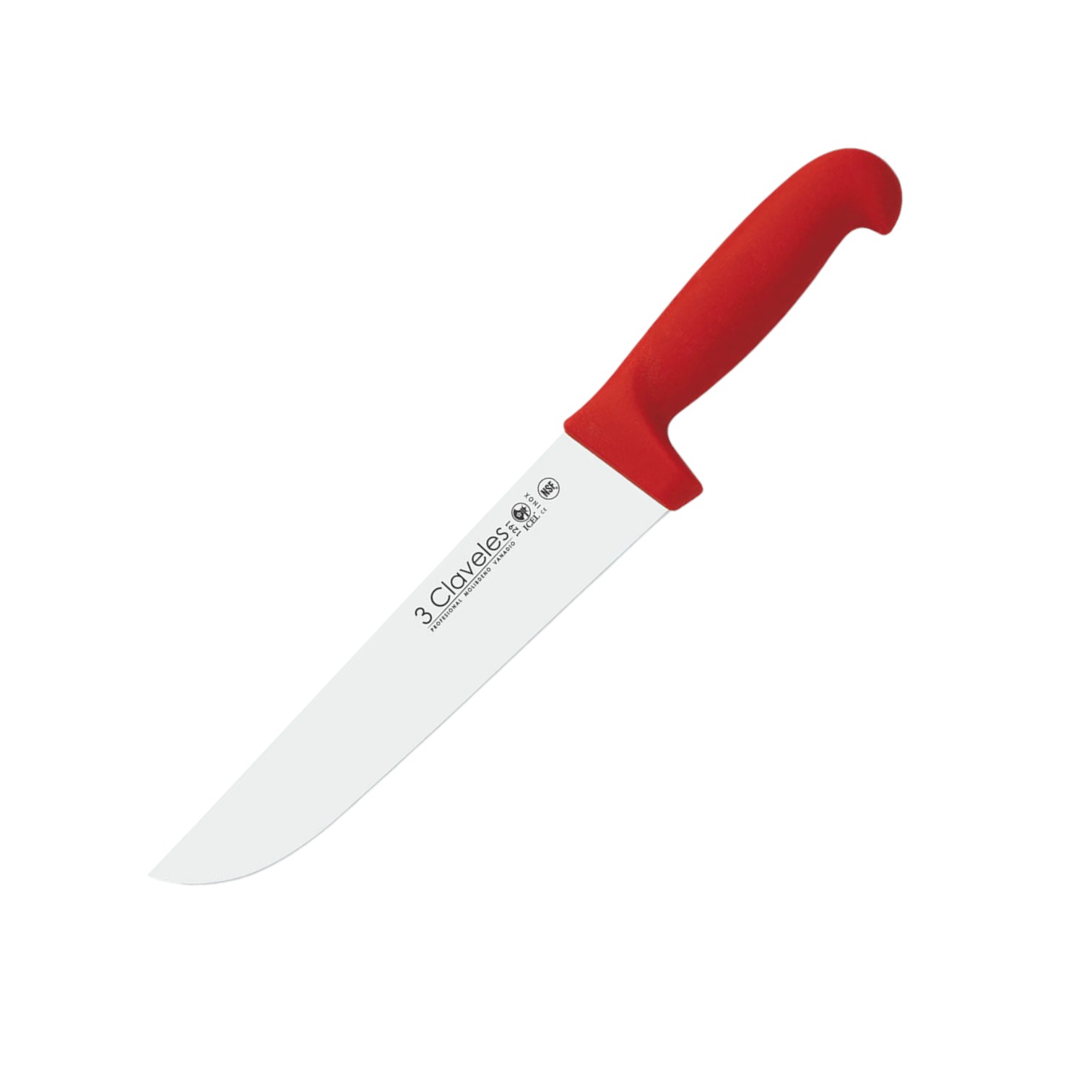 3 Claveles butcher knife 20 cm blade and red polypropylene handle