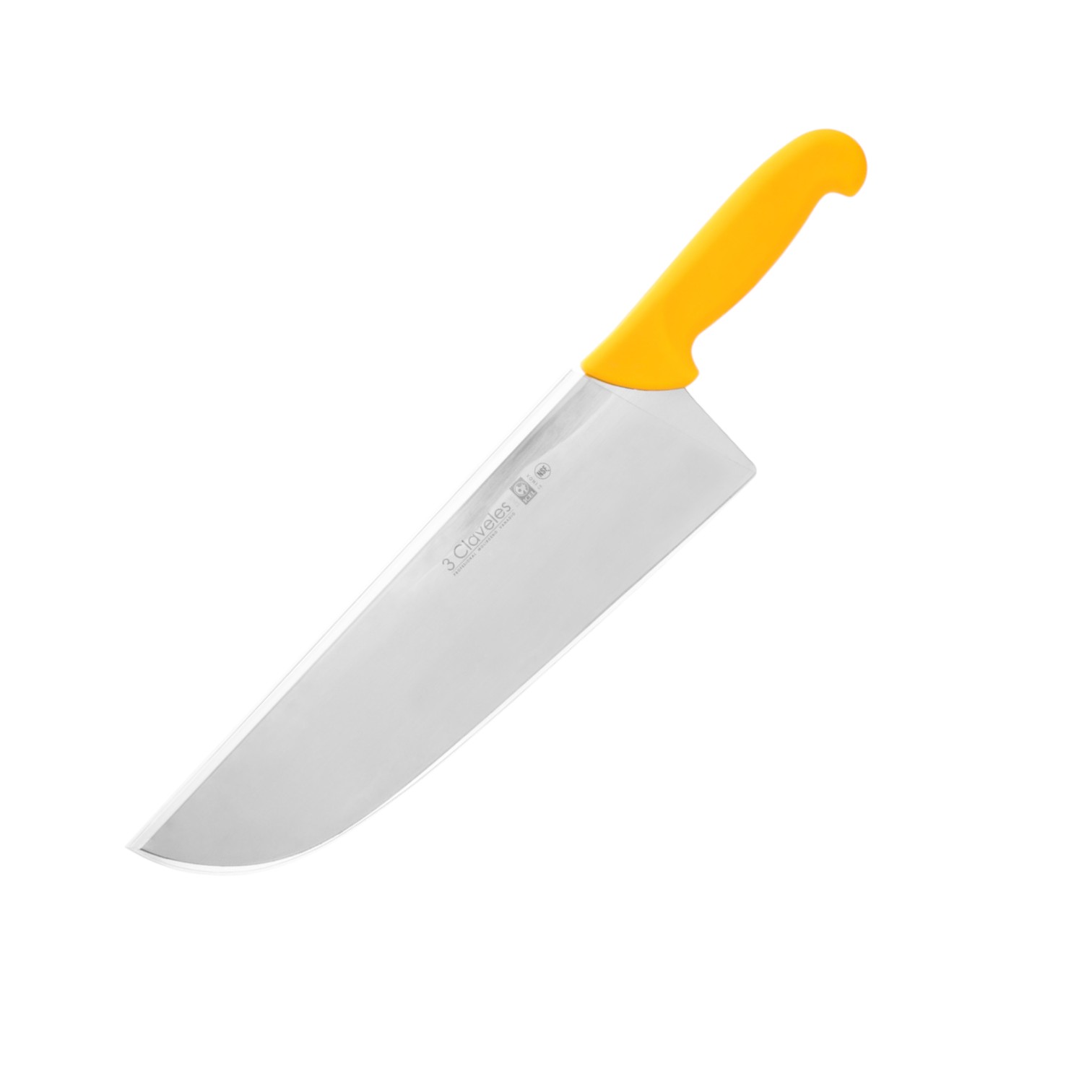 Wide butcher knife with 32 cm blade and yellow polypropylene hand...