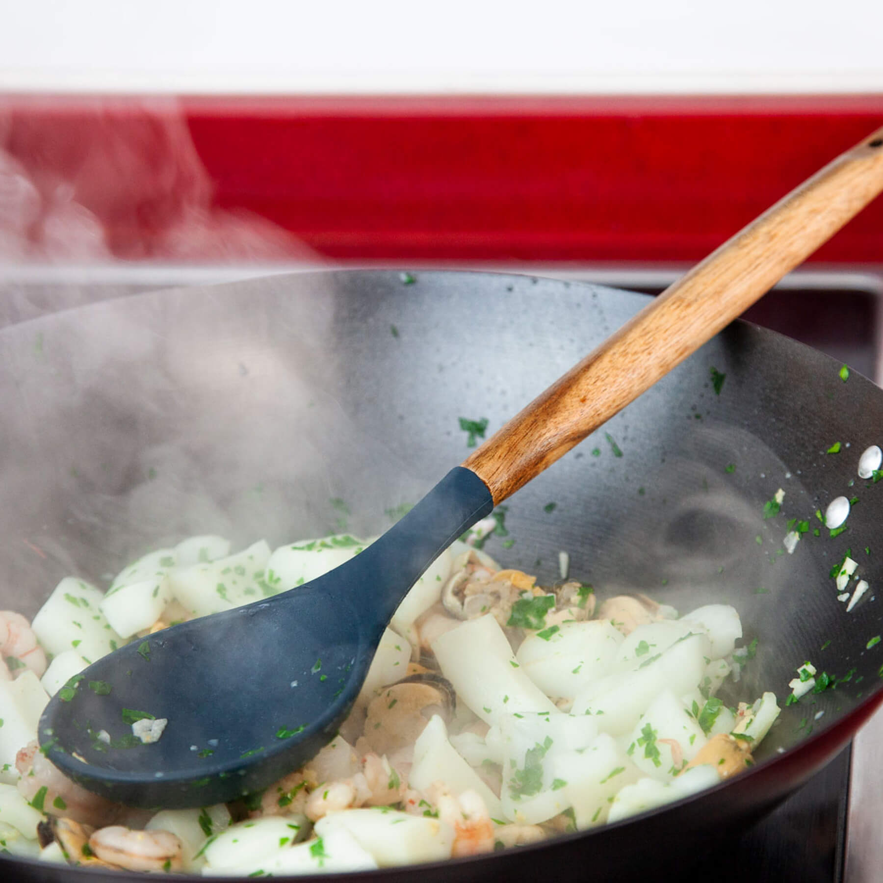 3 Claveles Silicone and Beech Wood Serving Spoon, BPA Free