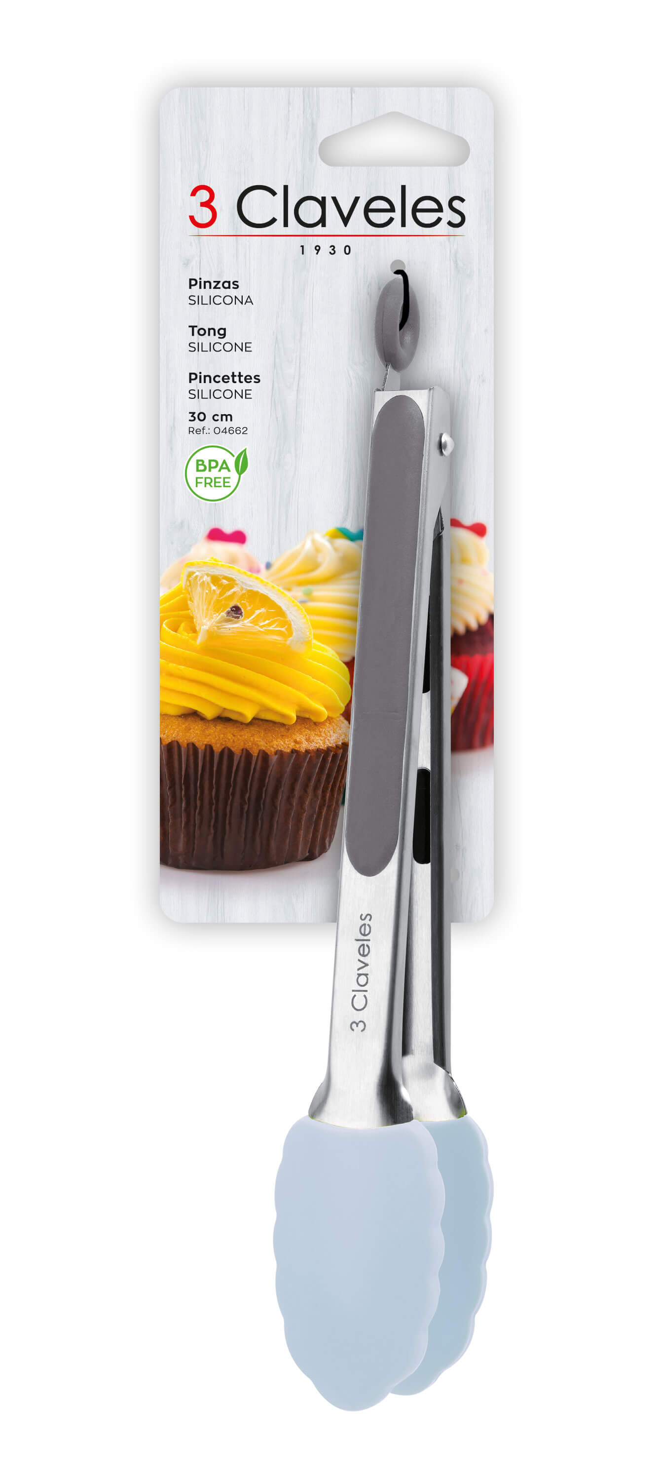 3 Claveles BPA Free Silicone Kitchen Tongs