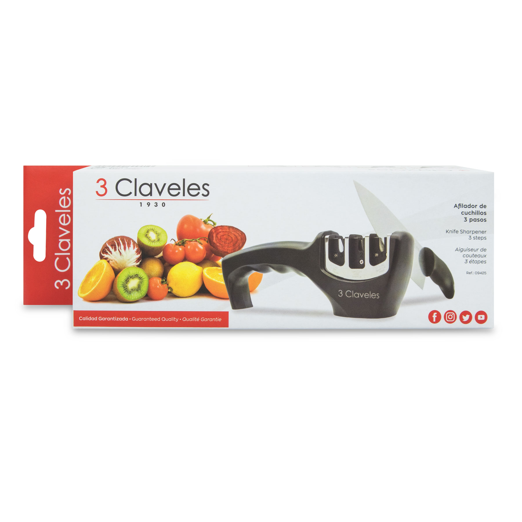 Afiador de facas 3 Claveles com diamante, carboneto de tungsténio e cerâmica