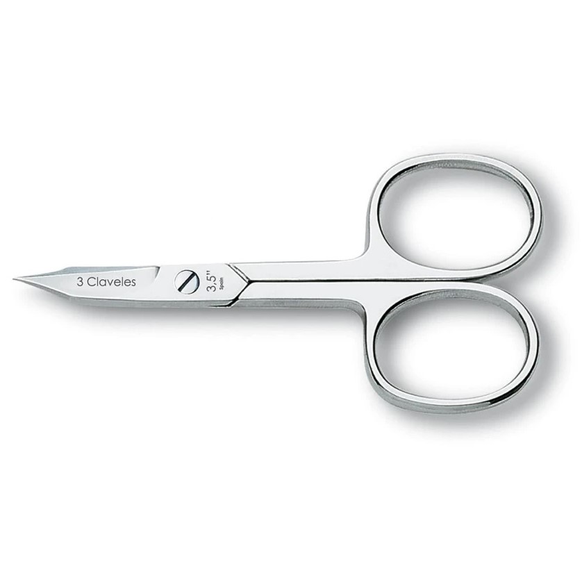 Tesoura curva para unhas e cutículas 3 Claveles, aço carbono 9 cm