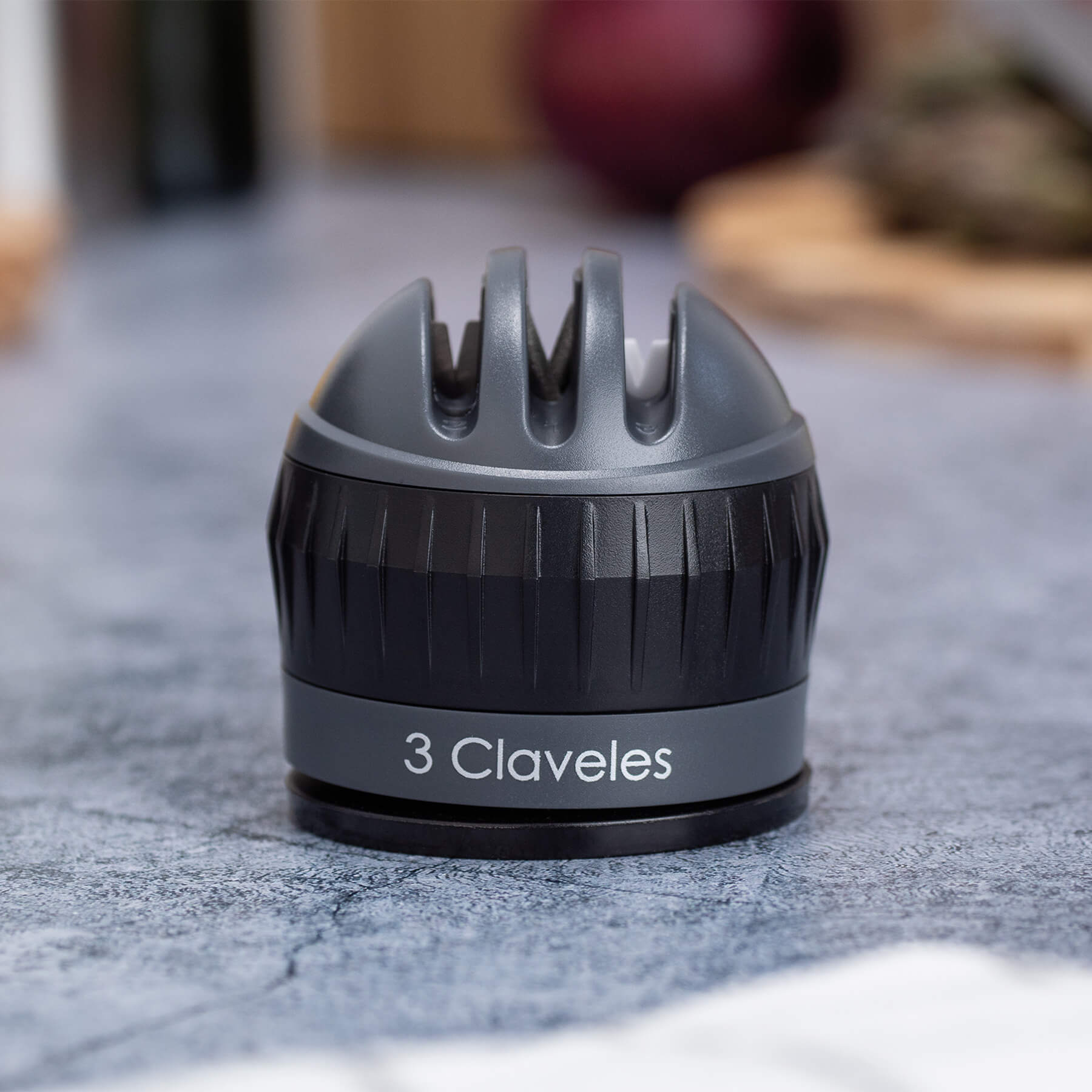 Afiador de facas com lâminas de diamante, carboneto de tungsténio e cerâmica, com ventosa de fixação  3Claveles