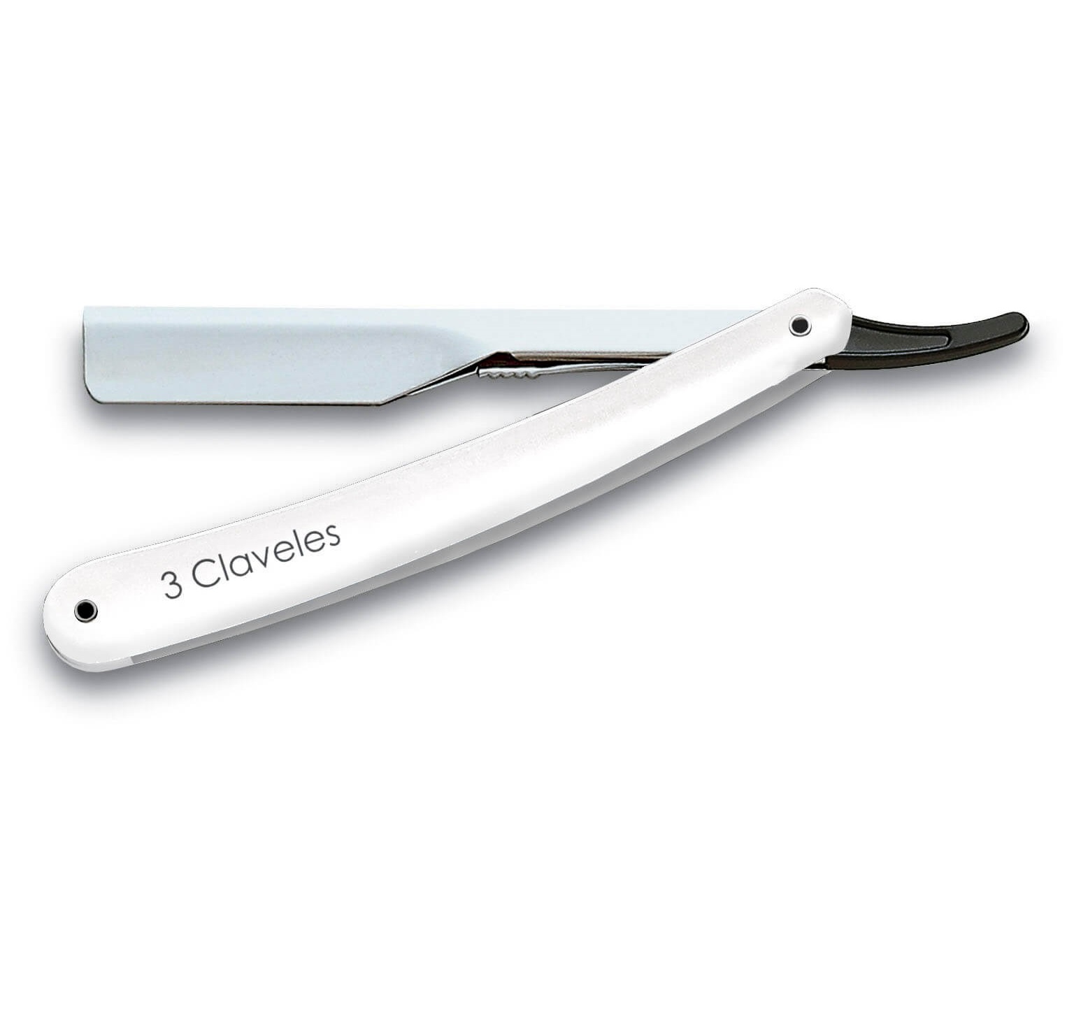 Barber's razor with interchangeable blade, 3 Claveles, white hand...