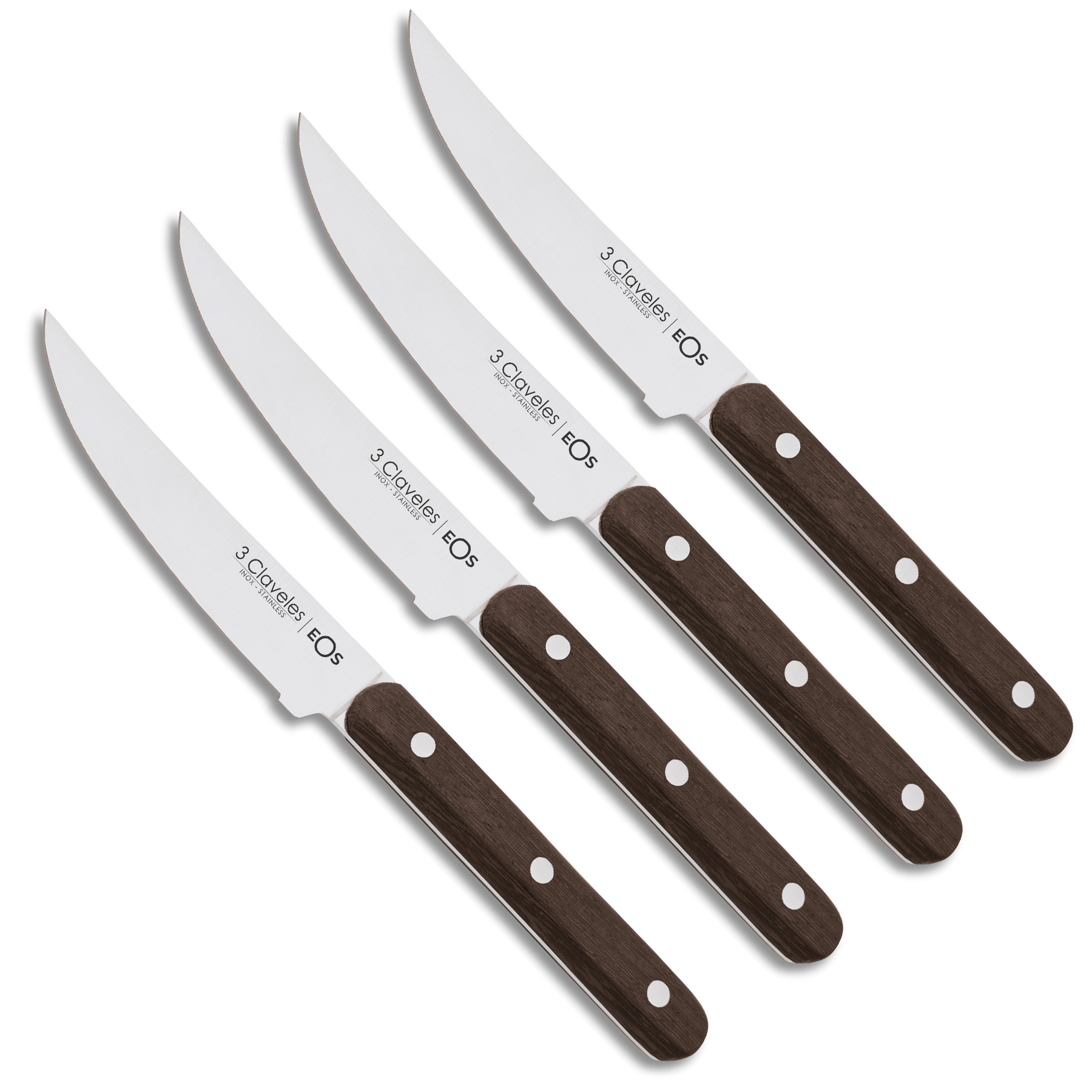Set de 4 cuchillos chuleteros EOS 3 Claveles con mango de madera wengué
