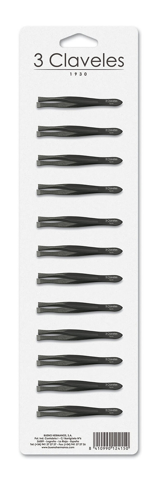 Black tweezers with wide tips, 8 cm, 3 Claveles