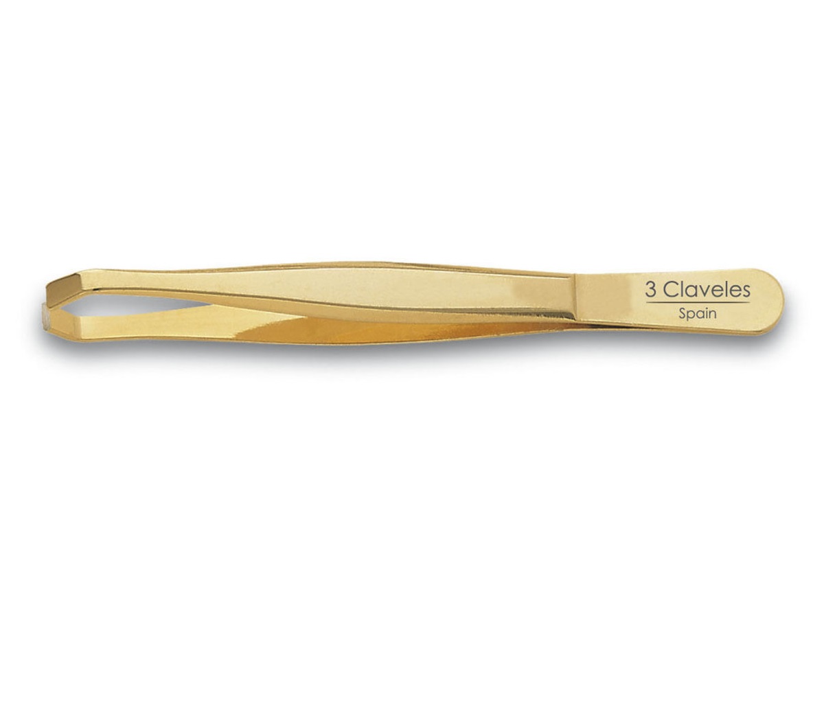 Gold crab-tip tweezers, 9 cm, 3 Claveles
