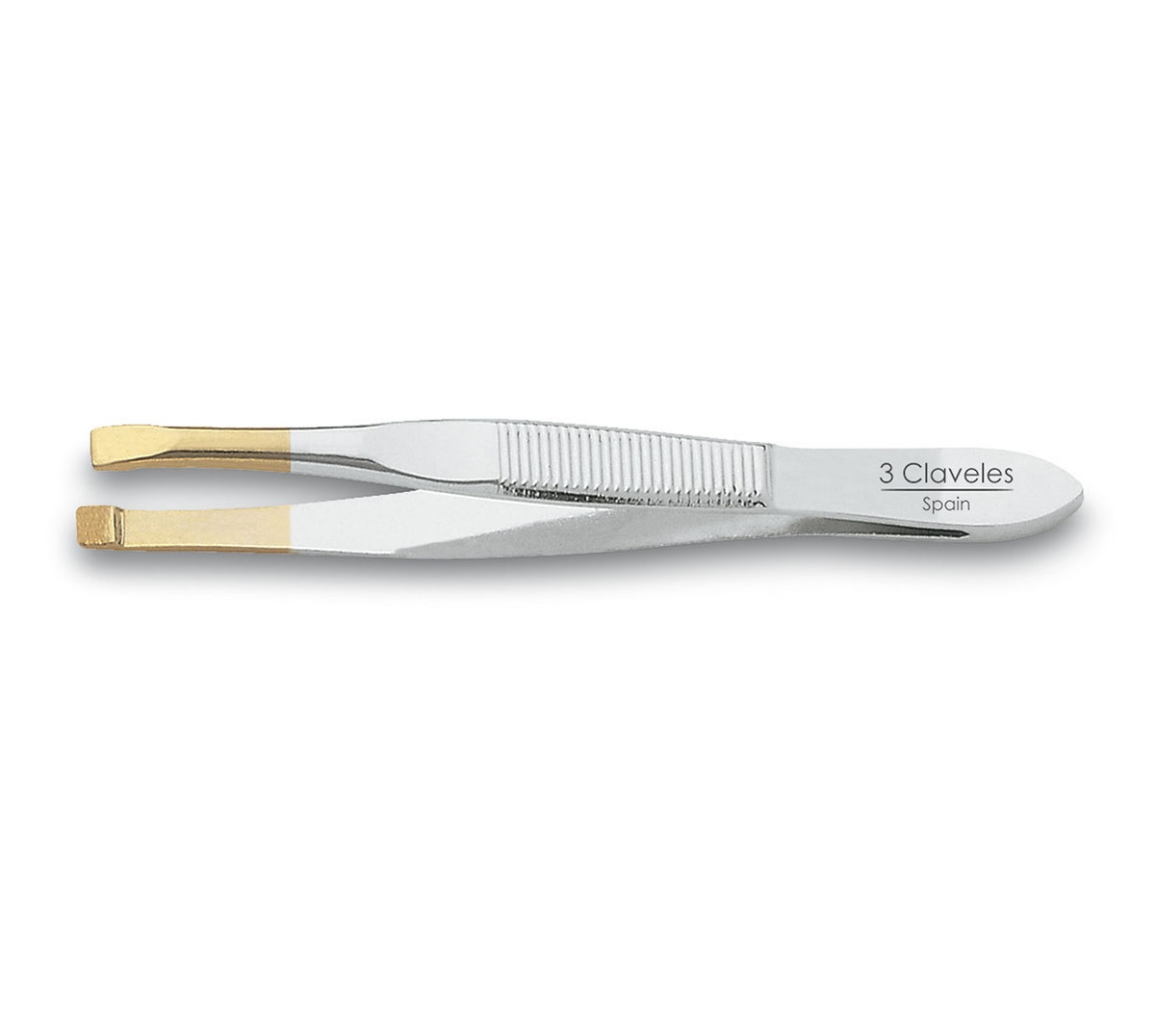 3 Claveles Straight Gold Tip Tweezers 8cm