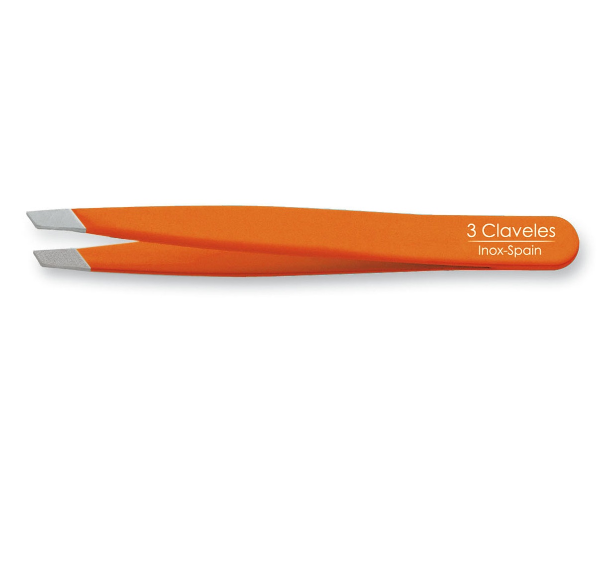 Orange tweezers with slanted tip, 10 cm, 3 Claveles