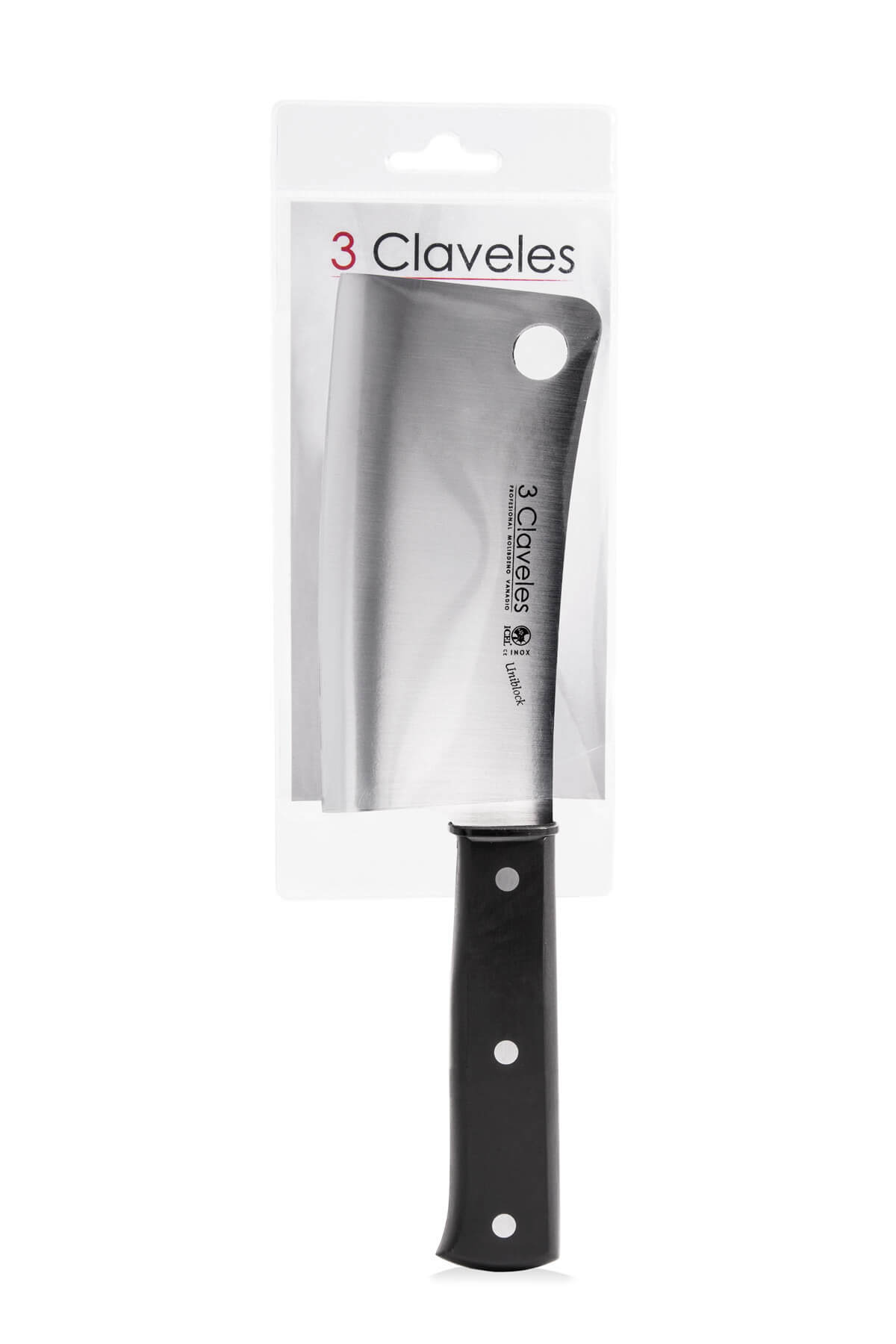 Beil, 16 cm lang und 4 mm dick, Griff aus schwarzem Polyoxymethylen, 3 Claveles