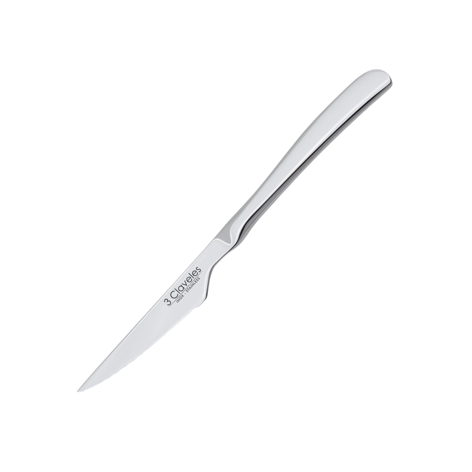 Serrated steak knife 11 cm monoblock 3 Claveles blister