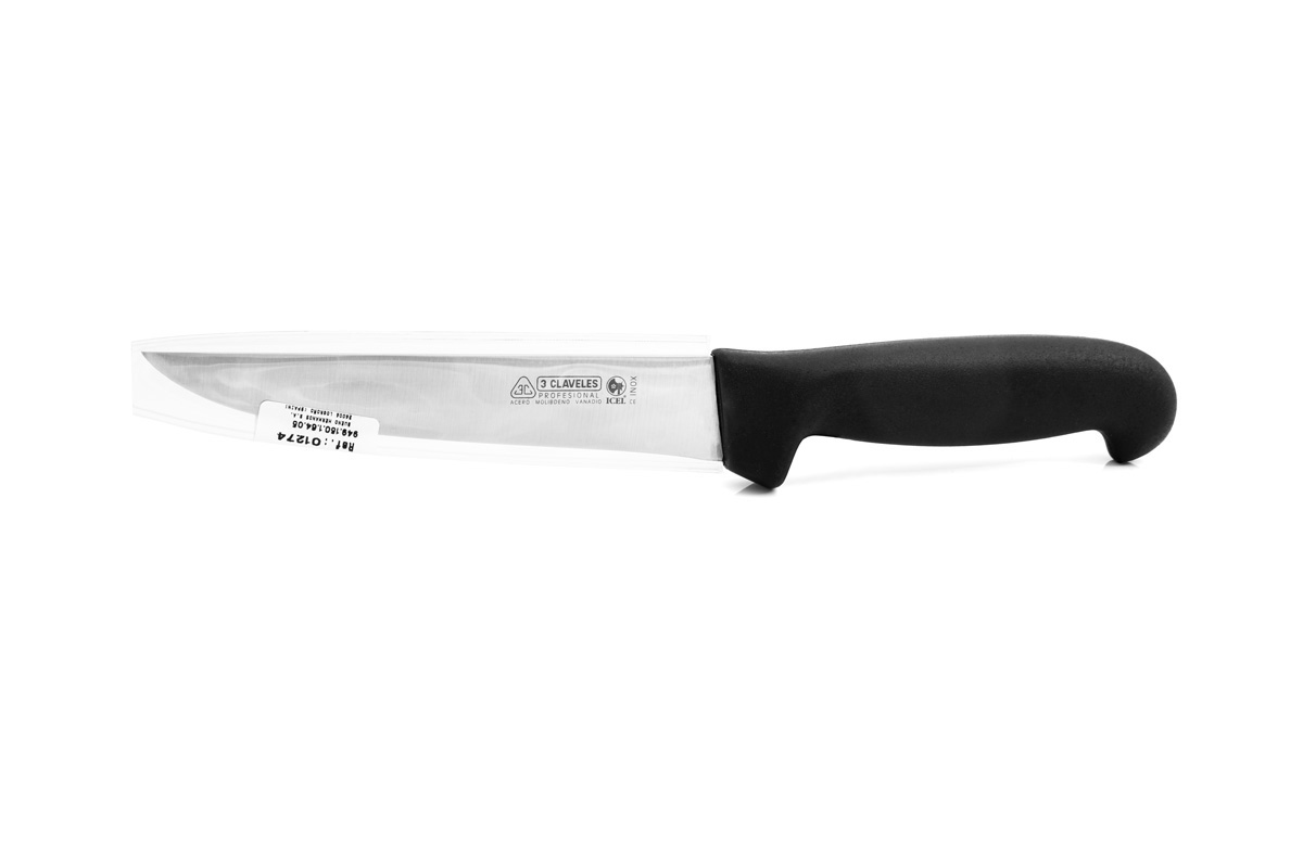 Wide boning knife with 15cm blade and black polypropylene handle 3 Claveles