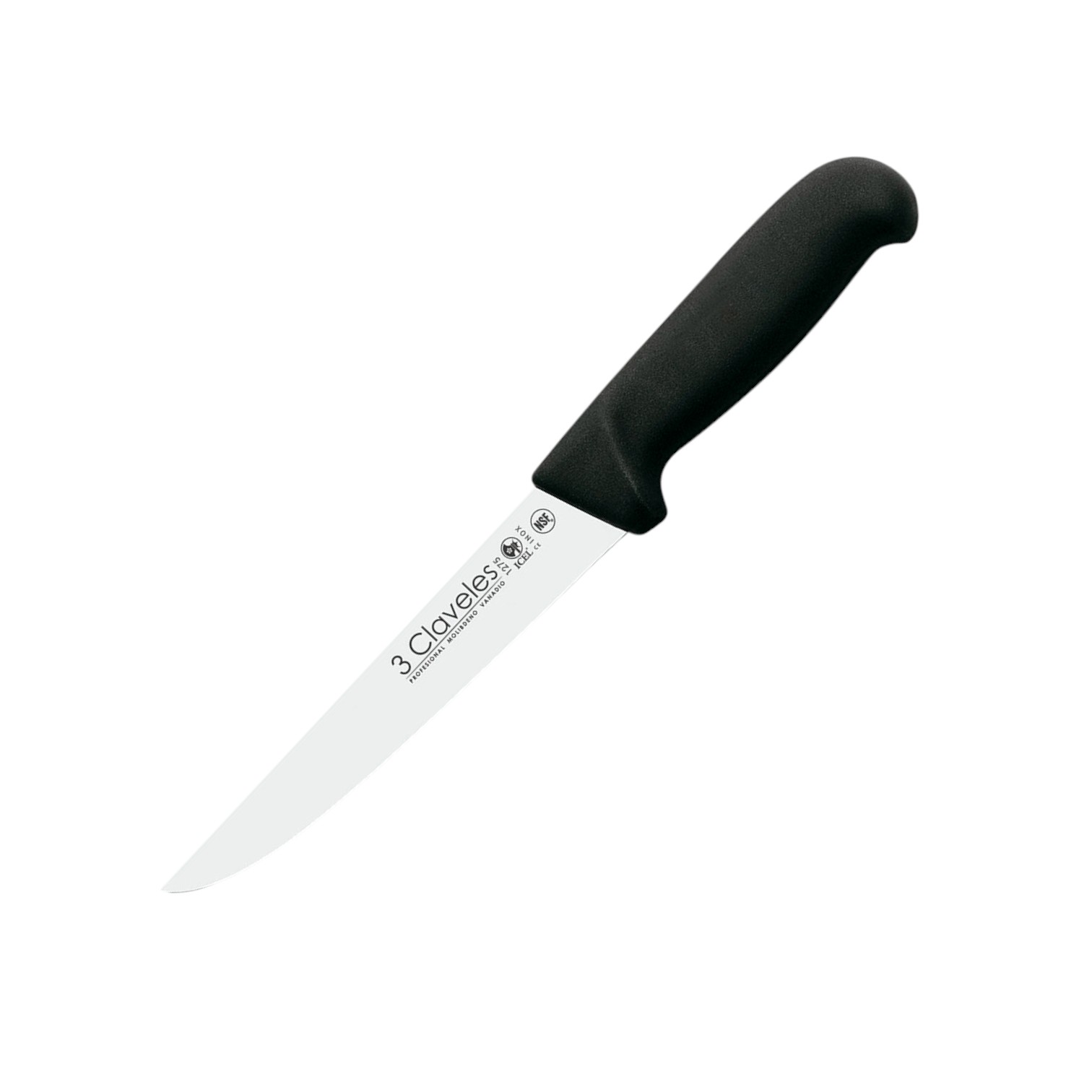 wide boning knife with 18cm blade and black polypropylene handle ...