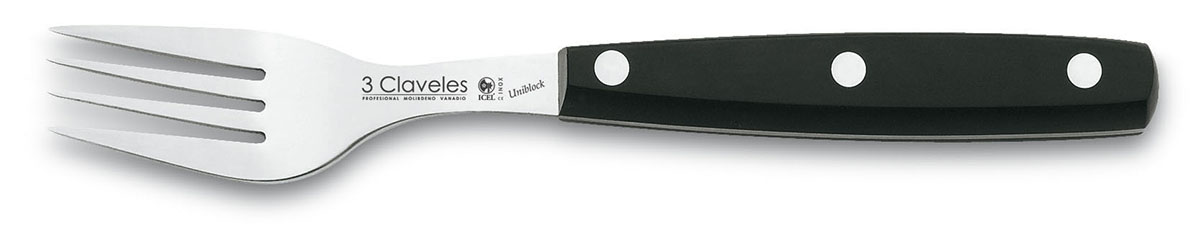 9cm Uniblock Table Fork with Black Pom Handle 3 Claveles