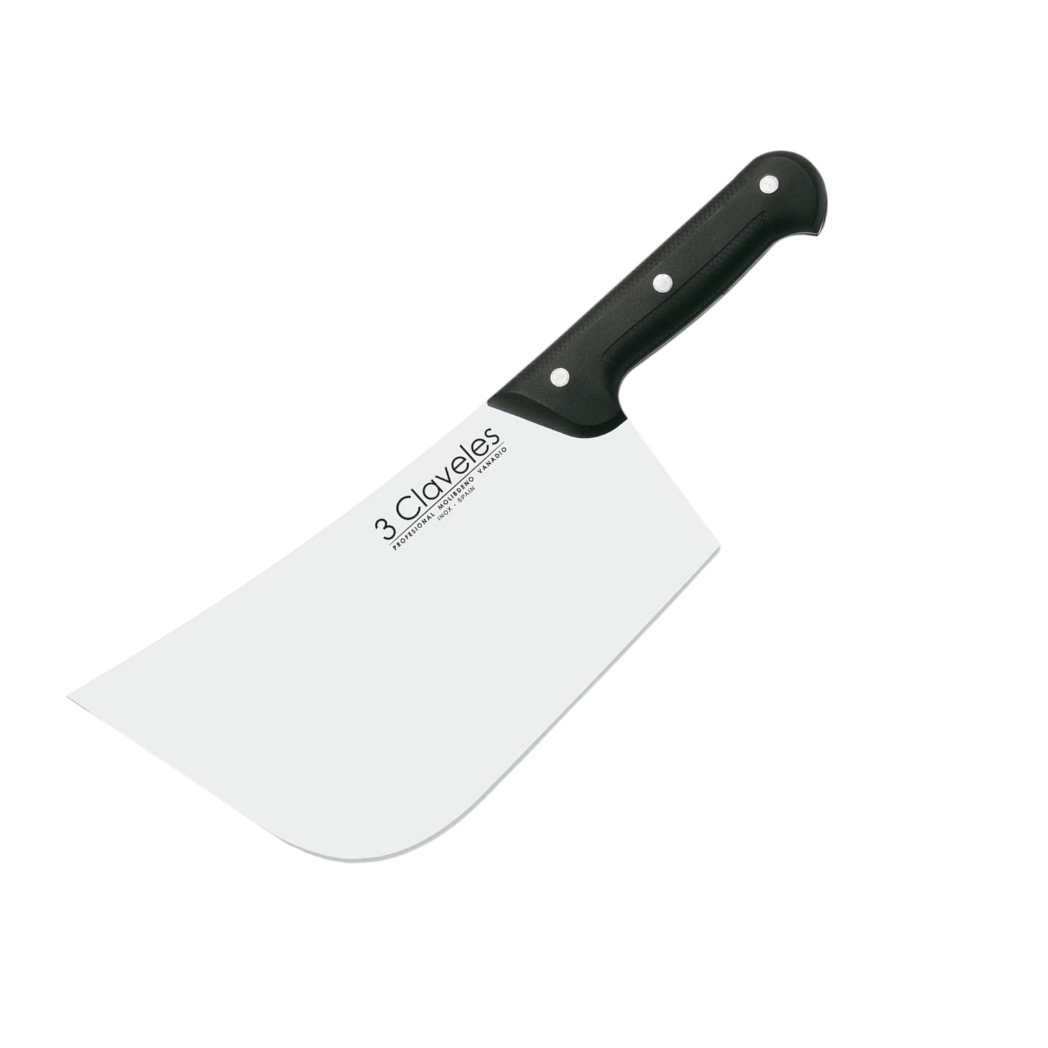 Butcher's cleaver 25 cm and 4 mm black pom handle 3 Claveles