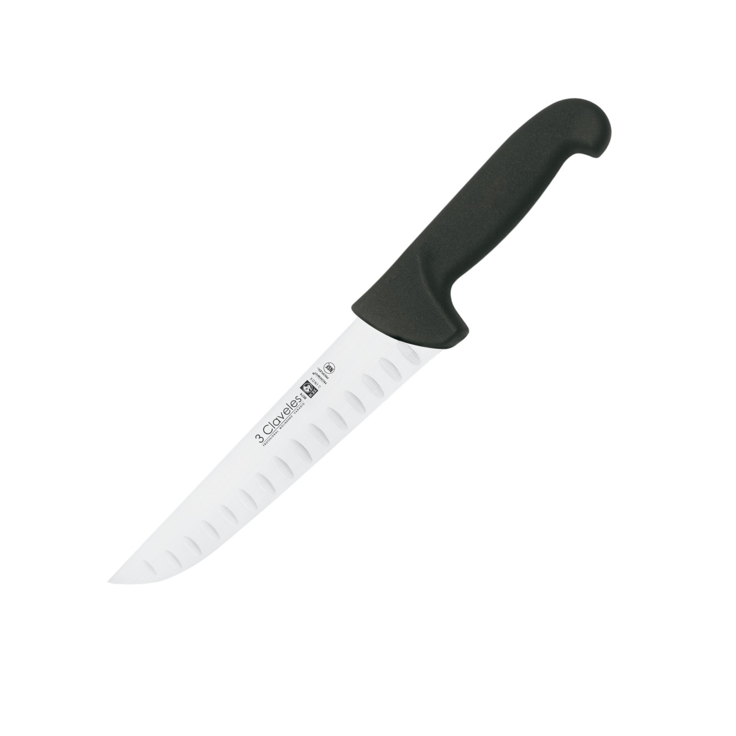 Dimpled butcher knife with 20cm blade and black proflex handle 3 ...