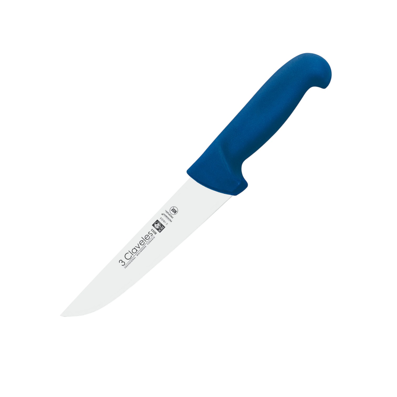 3 Claveles butcher knife with 20cm blade and blue proflex handle