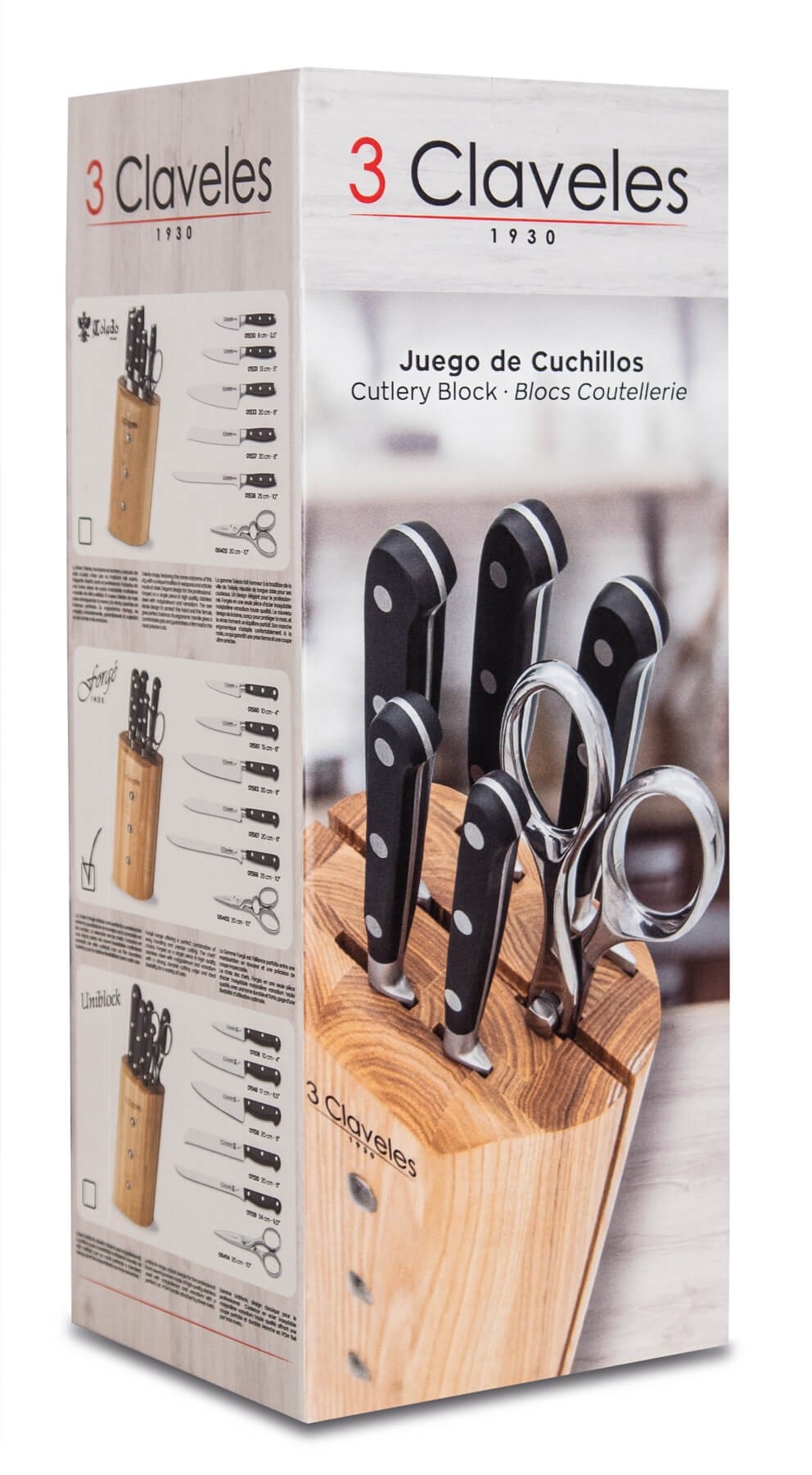 Toledo set da cucina da 5 pezzi con coltelli e forbici in un blocco 3 Claveles